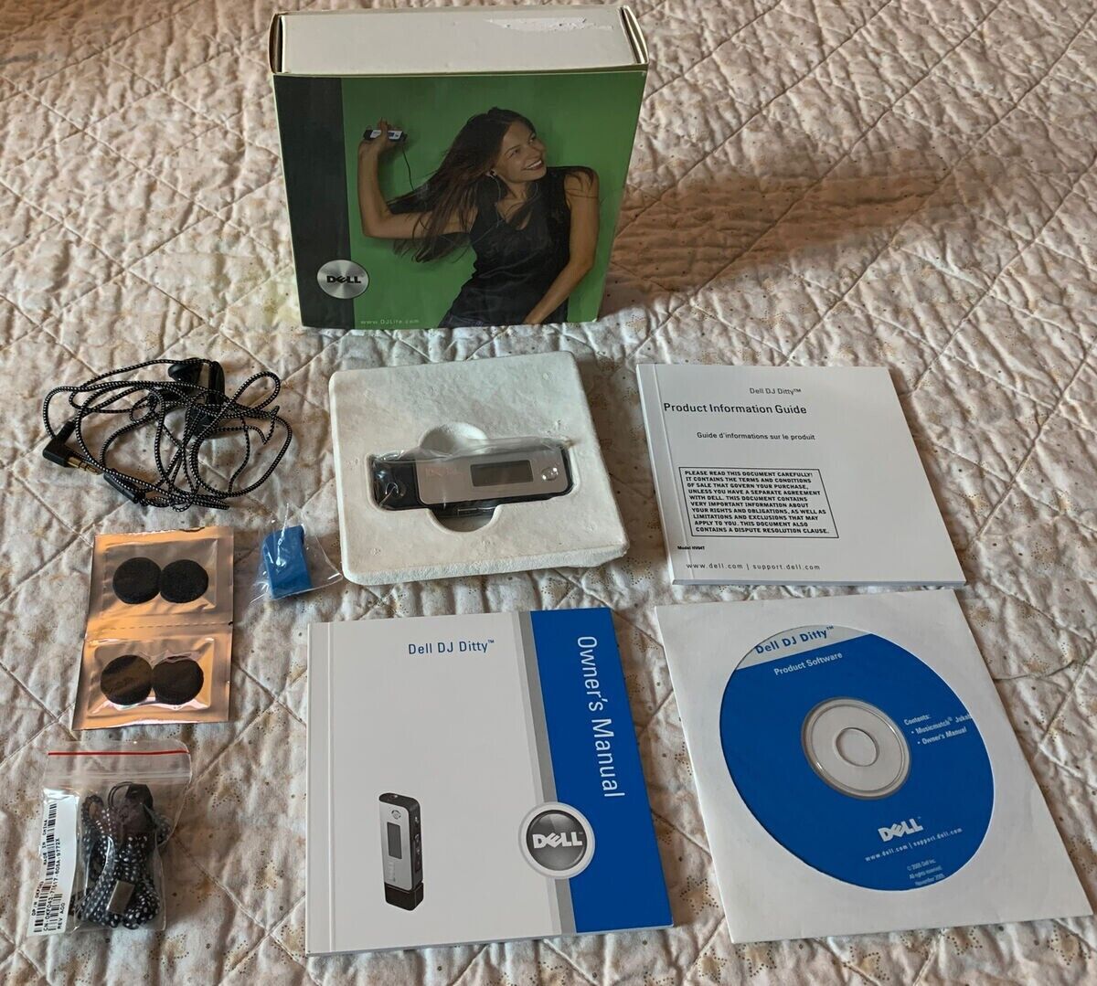 Dell DJ Ditty Silver/Black 512MB Digital MP3 Player 2005 Music USB RETRO - RARE