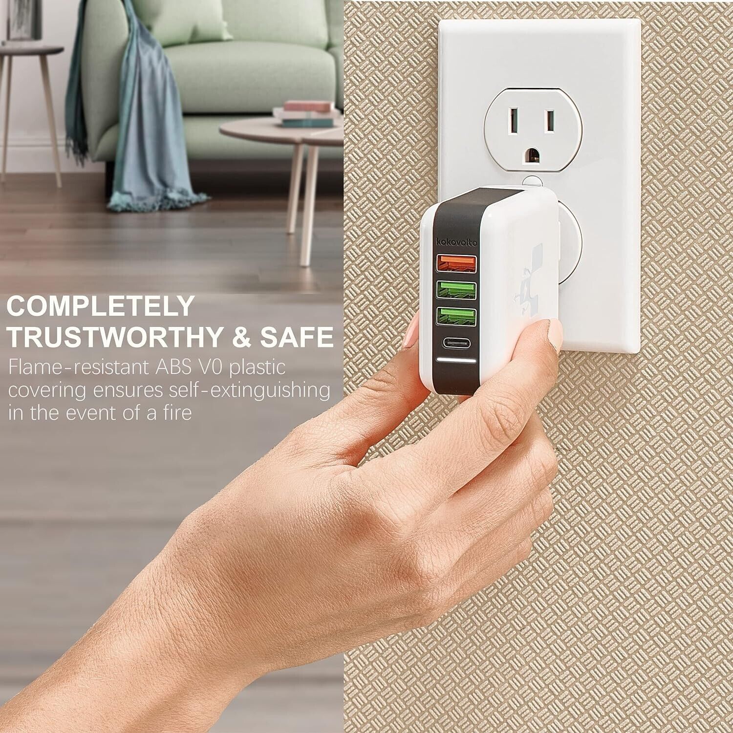 Kokovolta USB C Charger Block Wall Charger Adapter 4 Ports Power Brick Cube FAST