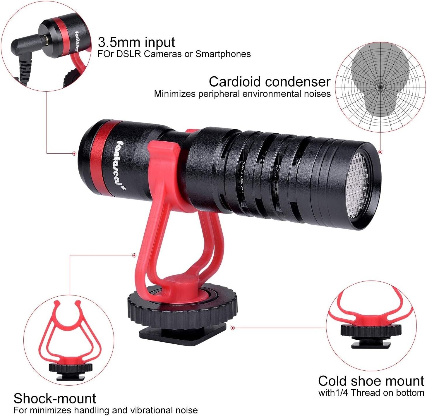 Pro Hi-Sensity Hi-Fidelity DSLR Camera Camcorder Phone Shotgun Condenser Mic