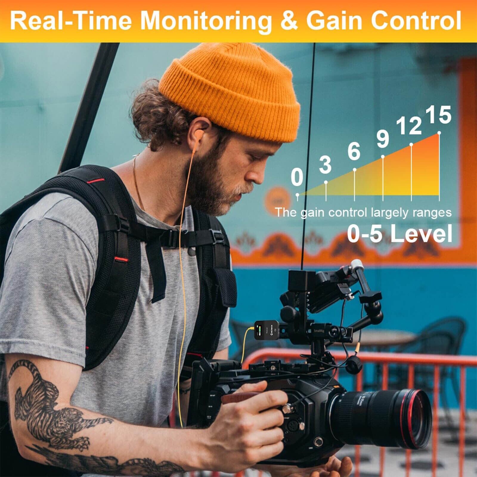 Wireless Lavalier Microphone Moman C2X 2.4GHz Mic for DSLR Camera Phone Laptop