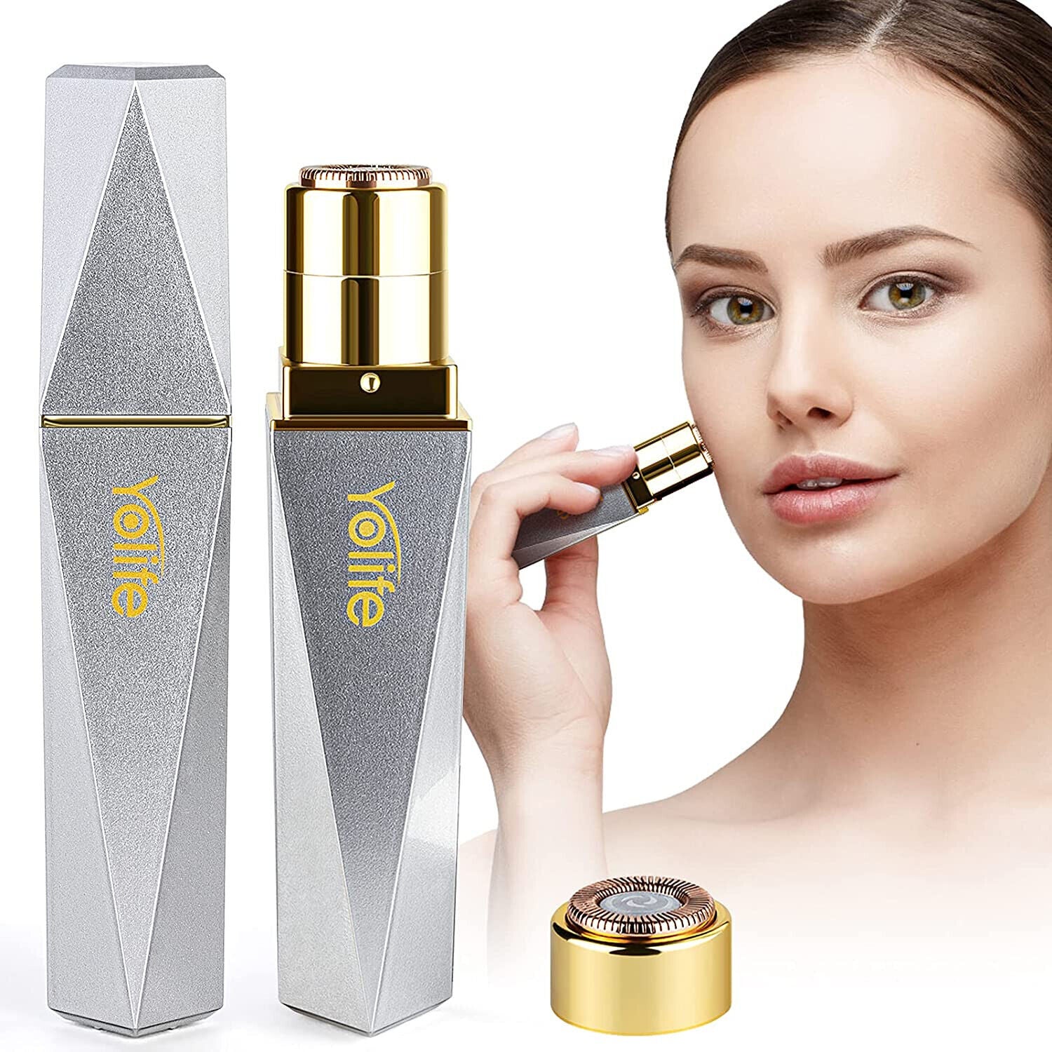 Yolife Facial Hair Removal for Women Painless Waterproof Shaver Grey