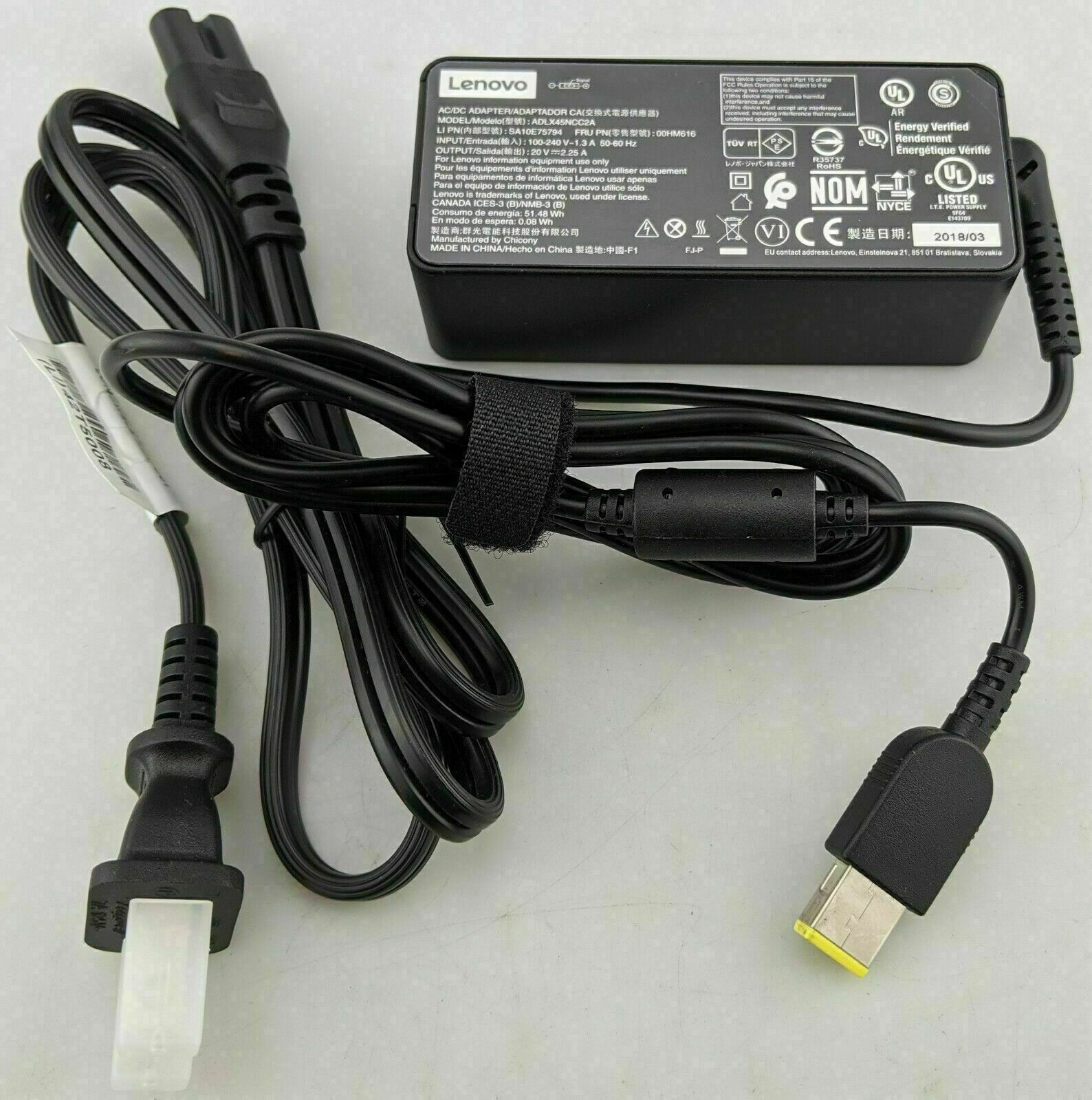 Genuine Lenovo ThinkPad Helix Type 3700 3701 3702 45W AC Power Adapter Charger
