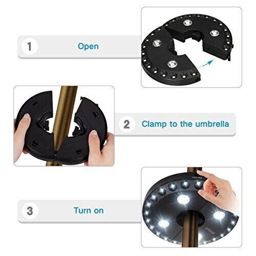 OYOCO Patio Umbrella Light 3 Brightness Modes Cordless 28 LED Lights 200 Lumens