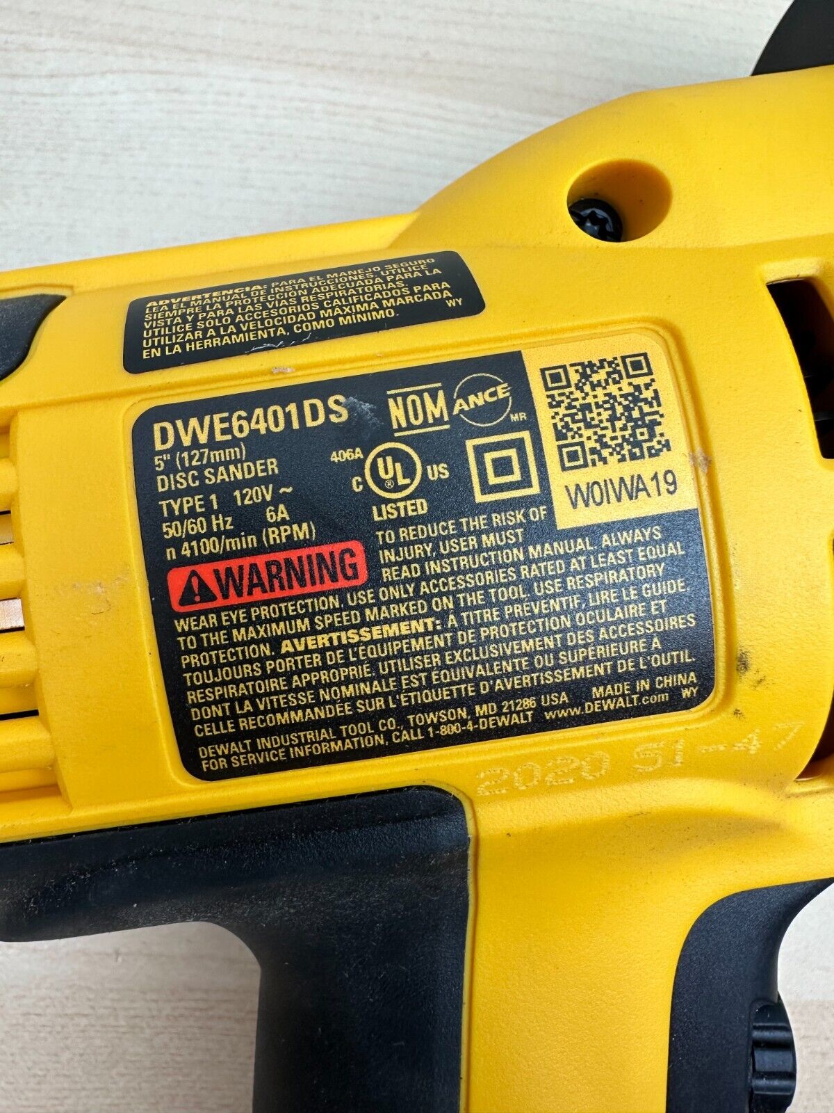 DEWALT DWE6401DS 5" VARIABLE SPEED DISC SANDER TOOL ONLY