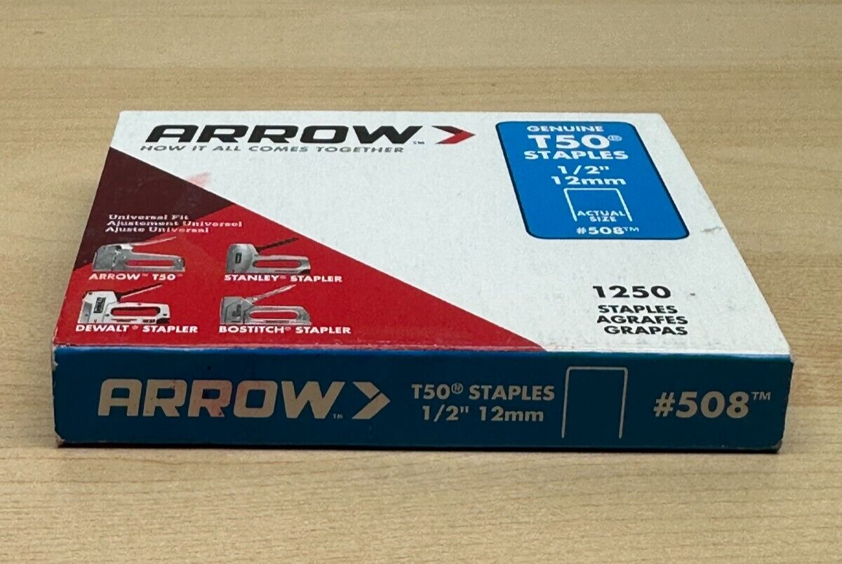 Arrow Fastener 1/2 inch T50 type staples box of 1250