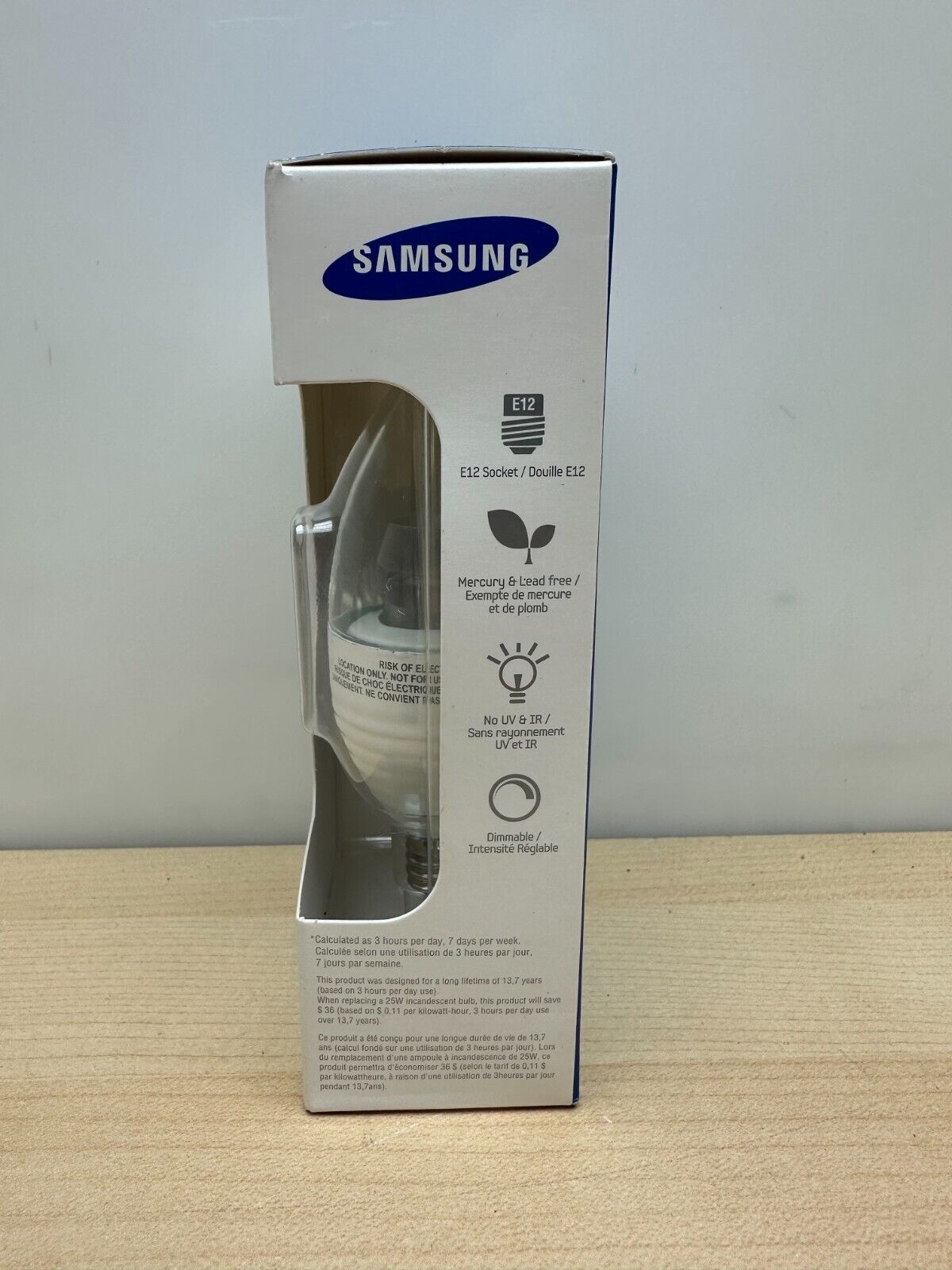 SAMSUNG LED Candle Dimmable Bulb Candelabra E12 2700K 15000 Hours