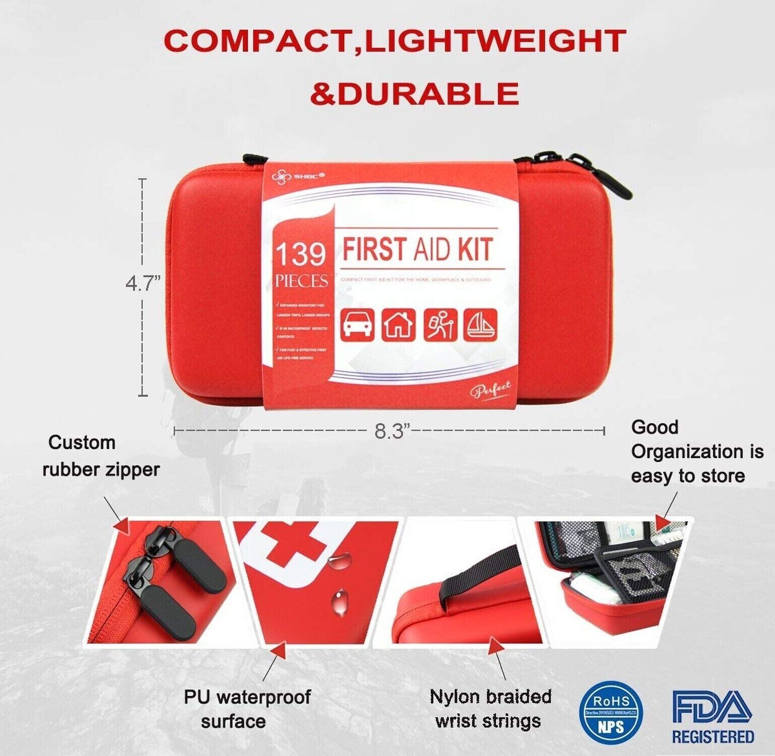 SHBC Compact First Aid Kit (139 Piece) Adventure Medical Kits Waterproof