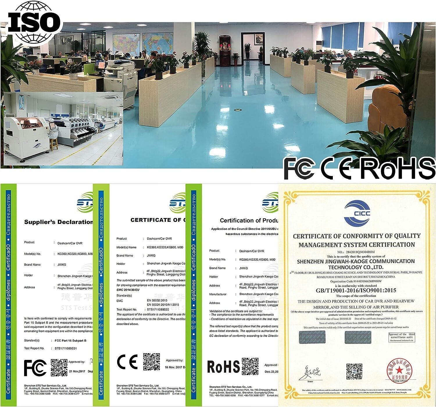 Aolbea 3 Channels Dash Cam with IR Night Vision FHD 1080P