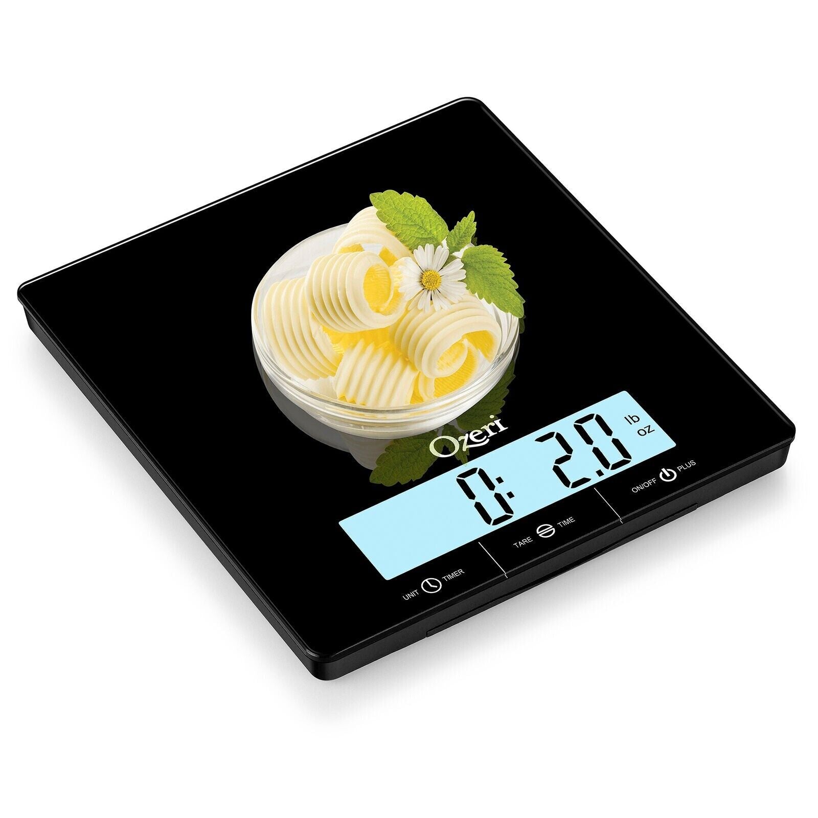 Ozeri Touch Iii 22 Lbs (10 Kg) Kitchen Scale In Tempered Glass, With Clock