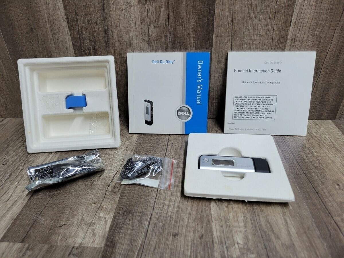 Dell DJ Ditty Silver/Black 512MB Digital MP3 Player 2005 Music USB RETRO - RARE