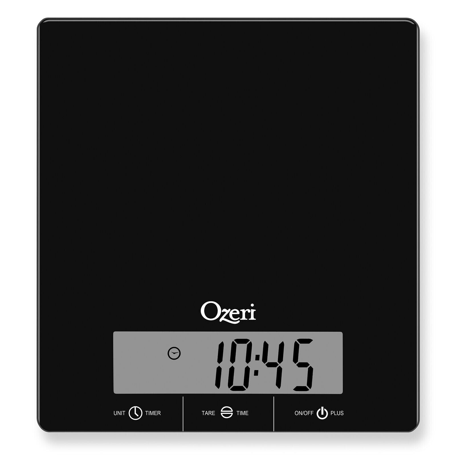 Ozeri Touch Iii 22 Lbs (10 Kg) Kitchen Scale In Tempered Glass, With Clock