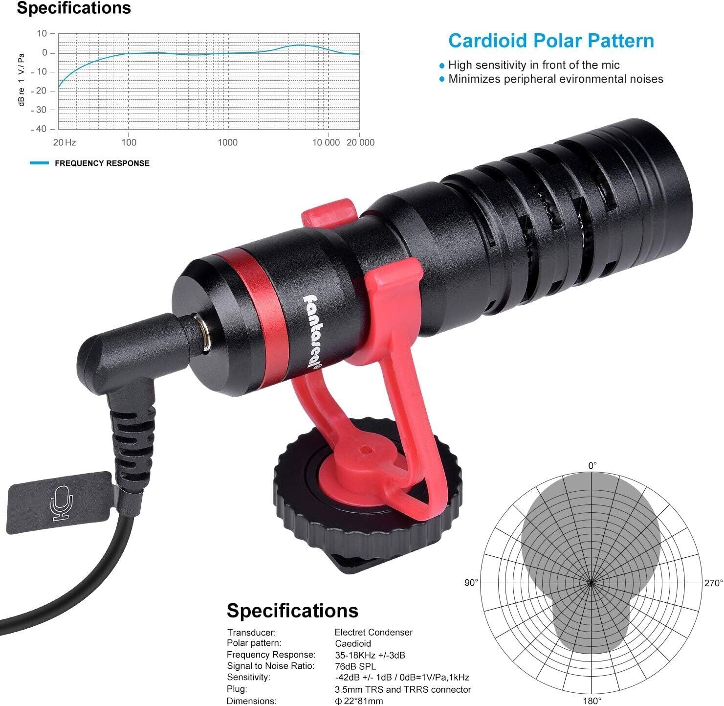 Pro Hi-Sensity Hi-Fidelity DSLR Camera Camcorder Phone Shotgun Condenser Mic