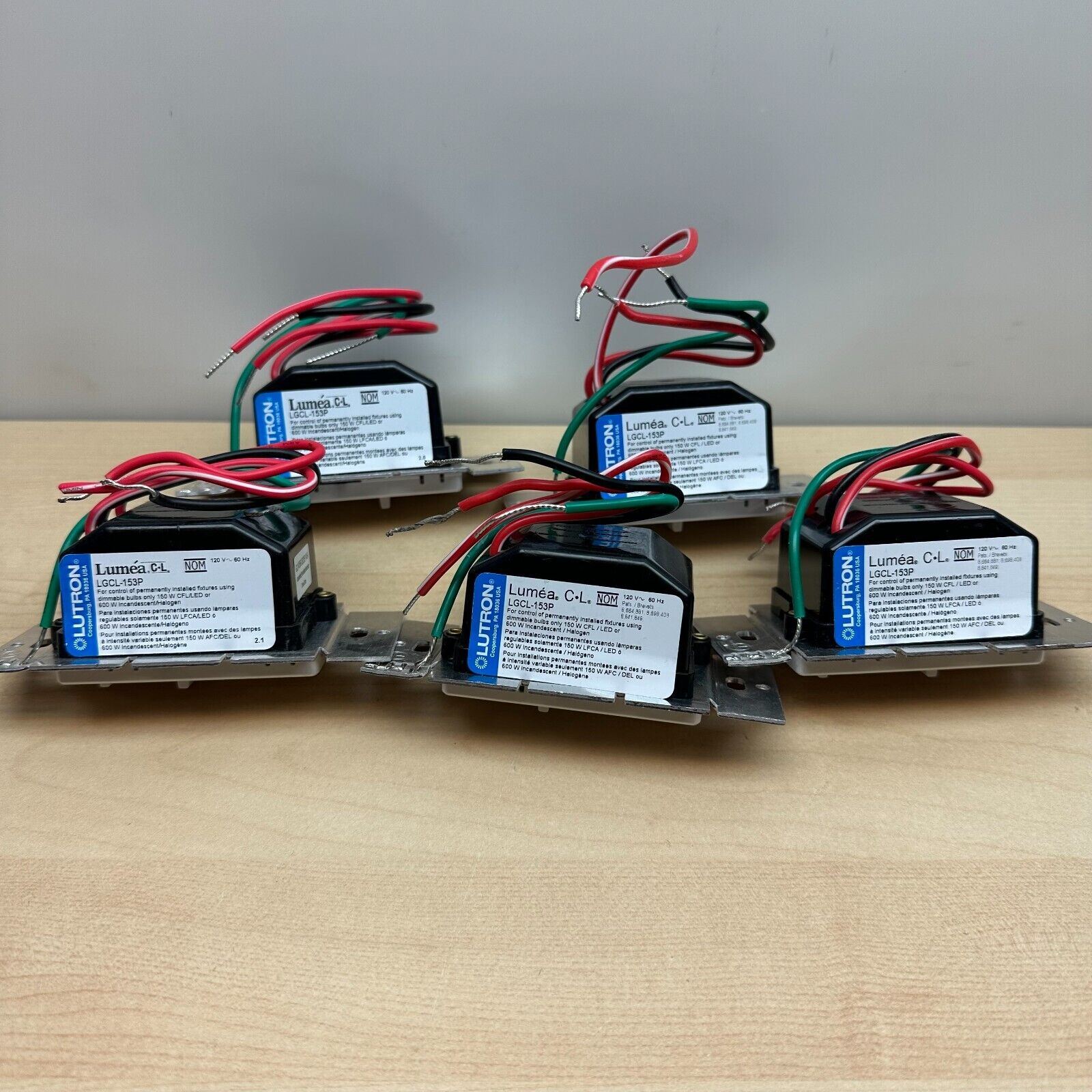 LOT OF 5x Lutron LGCL-153P 3-Way Single Pole LED Wall Dimmer Light Switch WHITE