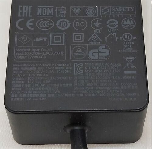 Microsoft Surface Pro 3 Docking Station Power Adapter 48W 12V 4A Model 1627
