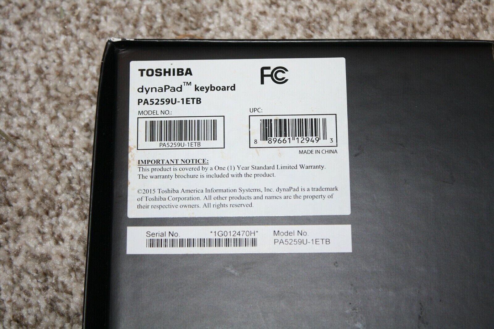 NEW Toshiba dynaPad PA5259U-1ETB 85-Key Keyboard & Protective Cover for dynaPad