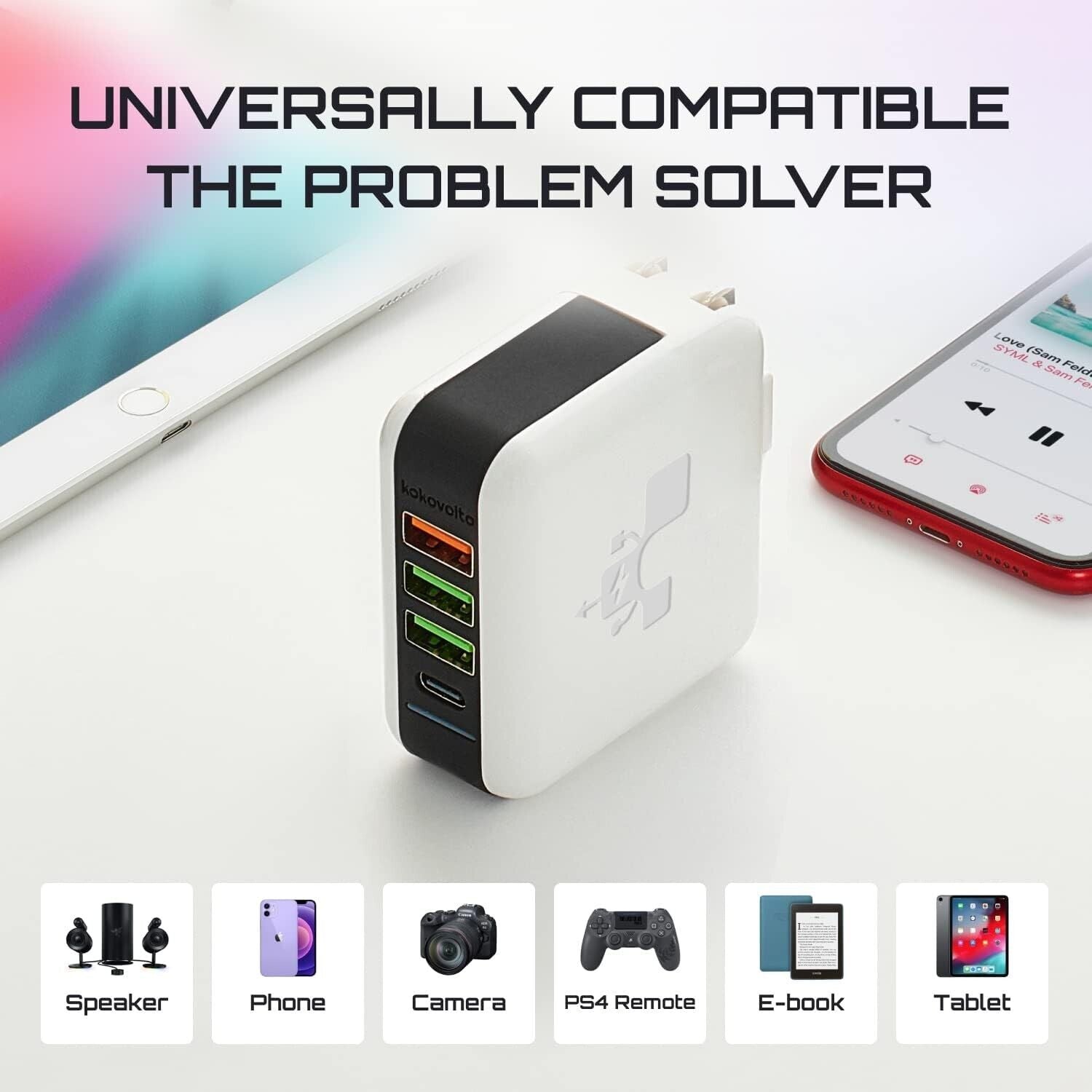 Kokovolta USB C Charger Block Wall Charger Adapter 4 Ports Power Brick Cube FAST