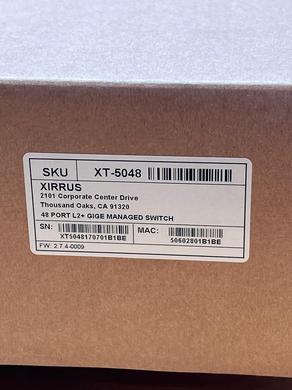 XIRRUS XT-5048 GBE POE+48-PORT L2+ GIGE MANAGED SWITCH 12x38W & 36x30W P NEW