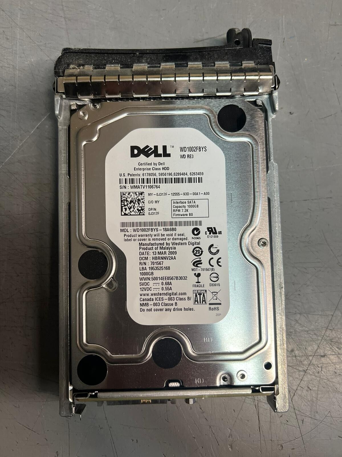 Dell J317F 0J317F 1TB 7200RPM 3Gbps 3.5 SATA SERVER HDD Hard Drive WCaddy