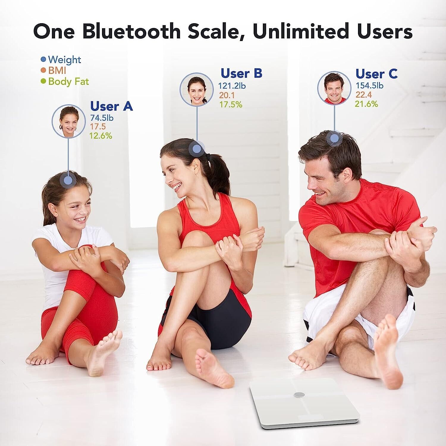 WiFi Bluetooth Digital Bathroom Scale Smart Body Fat Health Monitor ITO Coating