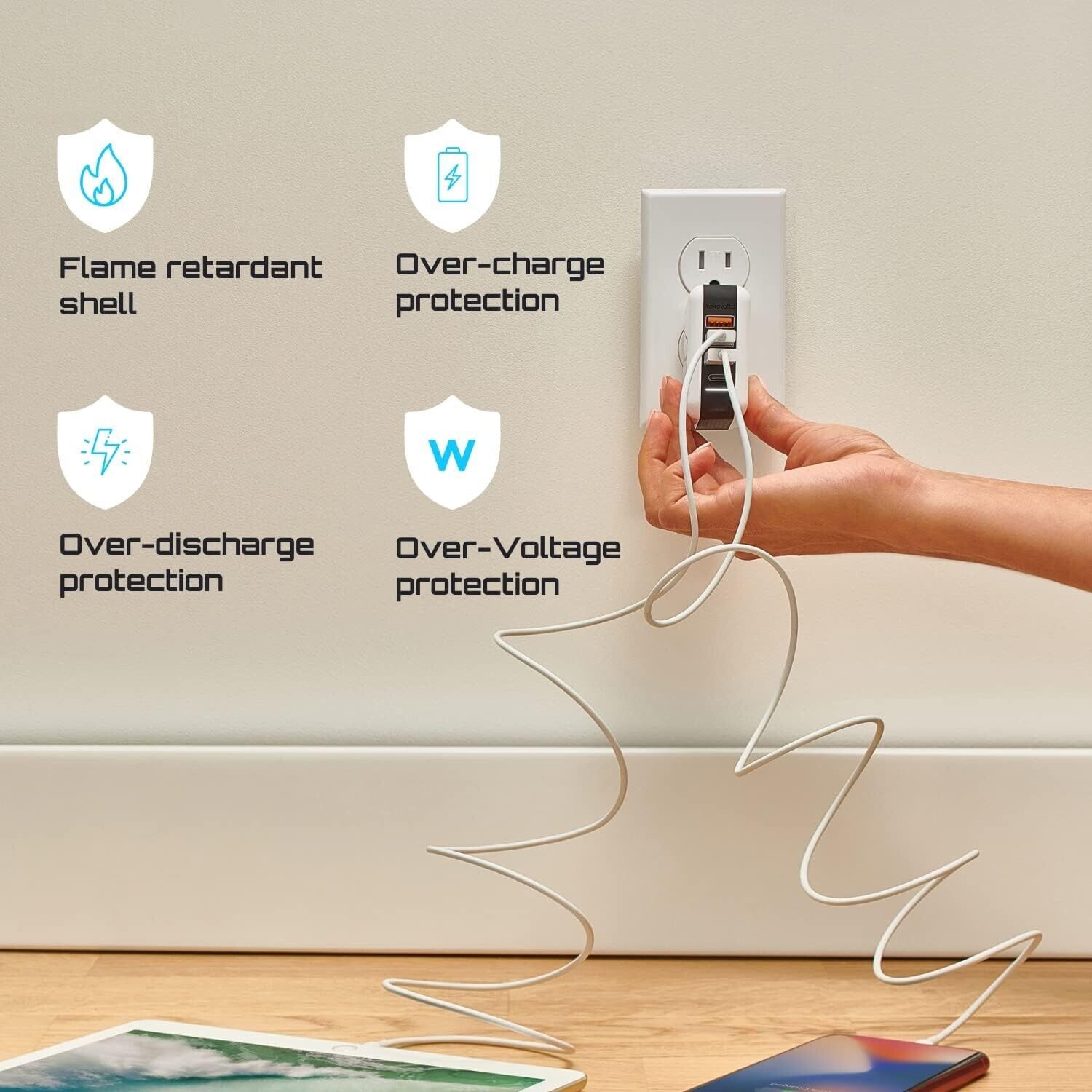 Kokovolta USB C Charger Block Wall Charger Adapter 4 Ports Power Brick Cube FAST