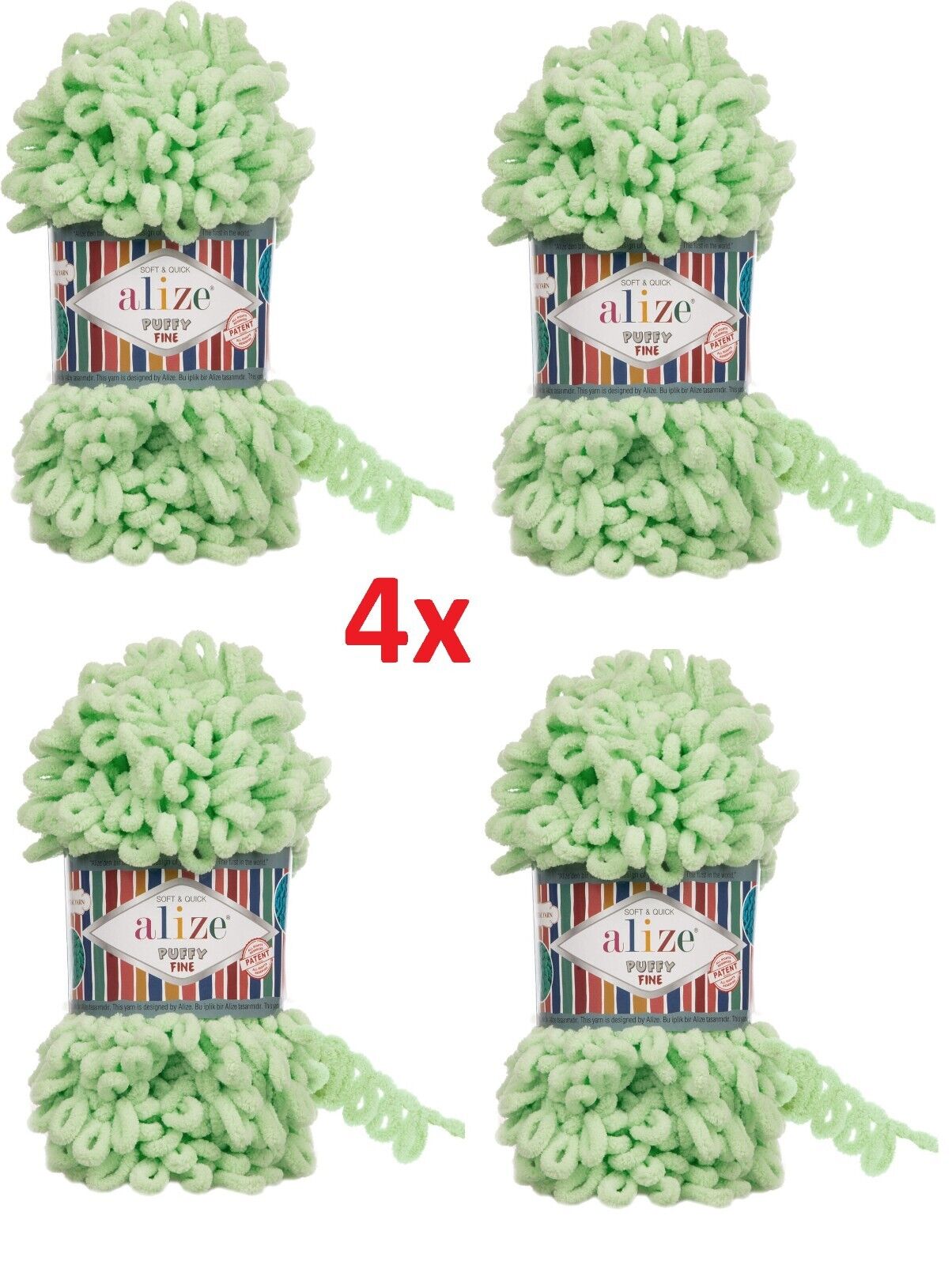 LOT 4x Alize PUFFY 100gr (3,52oz/10yrd) loopy yarn soft for baby blanket loop