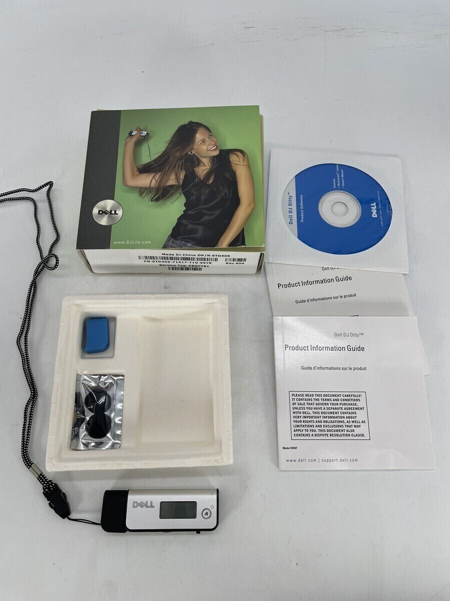 Dell DJ Ditty Silver/Black 512MB Digital MP3 Player 2005 Music USB RETRO - RARE