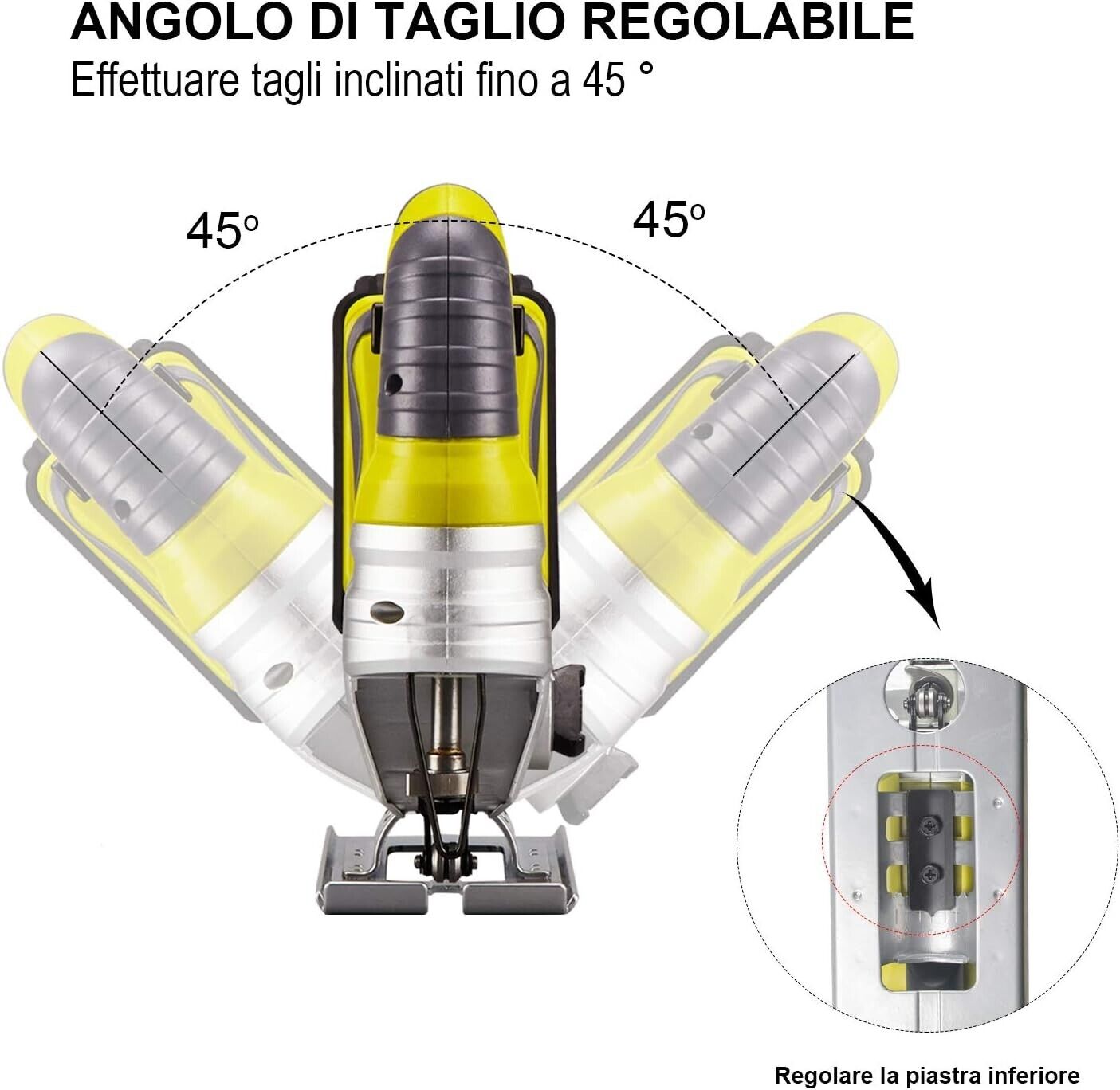 DEWINNER 20V Power Cordless Jigsaw 2.0Ah - 1 Battery, 1 Charger, 5 Blades, 0-240