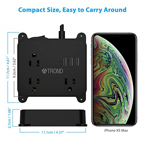 Power Strip with USB TROND Wall Mountable Outlet Extender with 3 USB Ports 3 ...