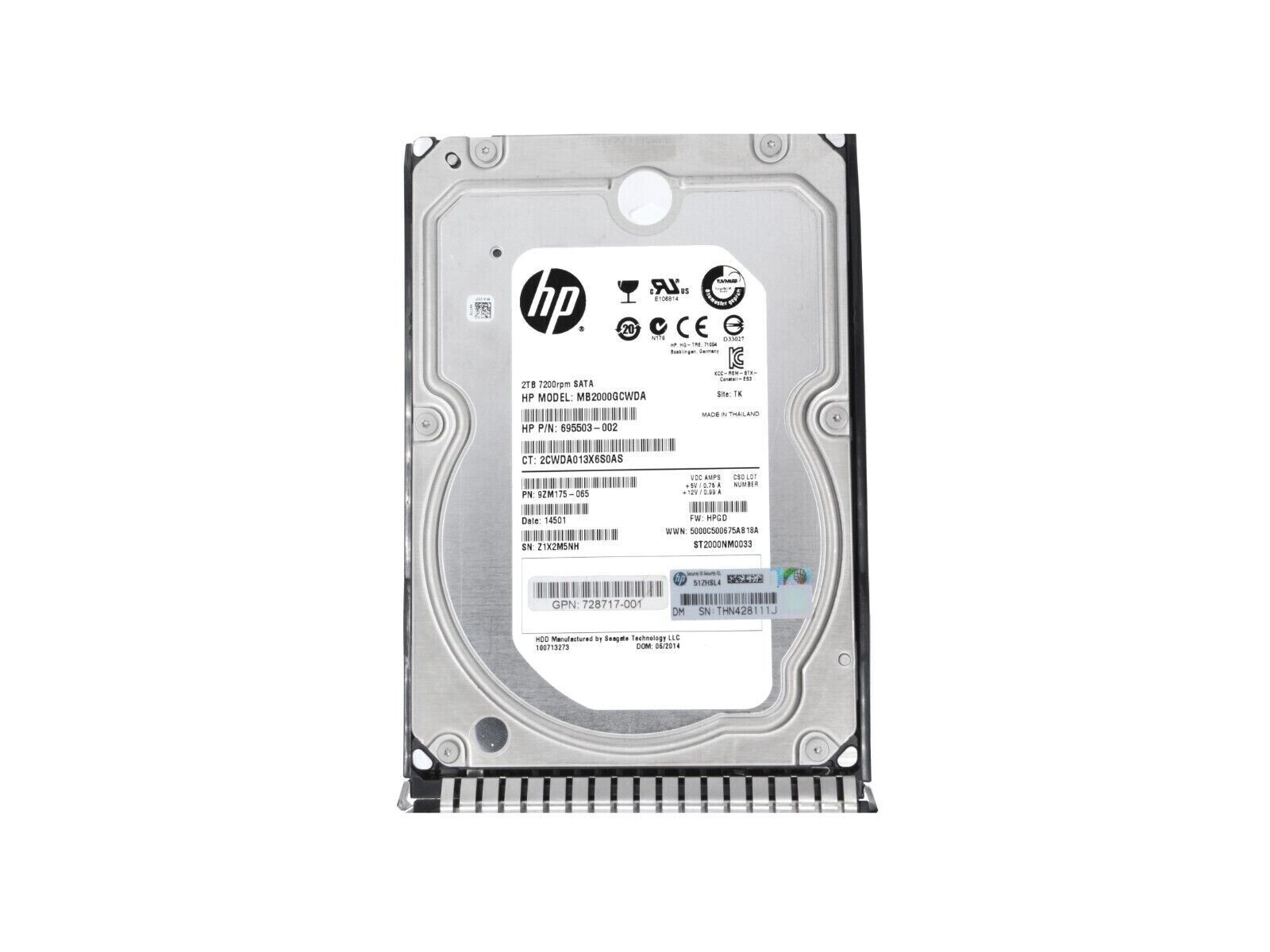 HP 728760-001 Seagate 2 TB 7.2K RPM SATA SC LFF 3.5" Hard Drive G8 G9 695503-002