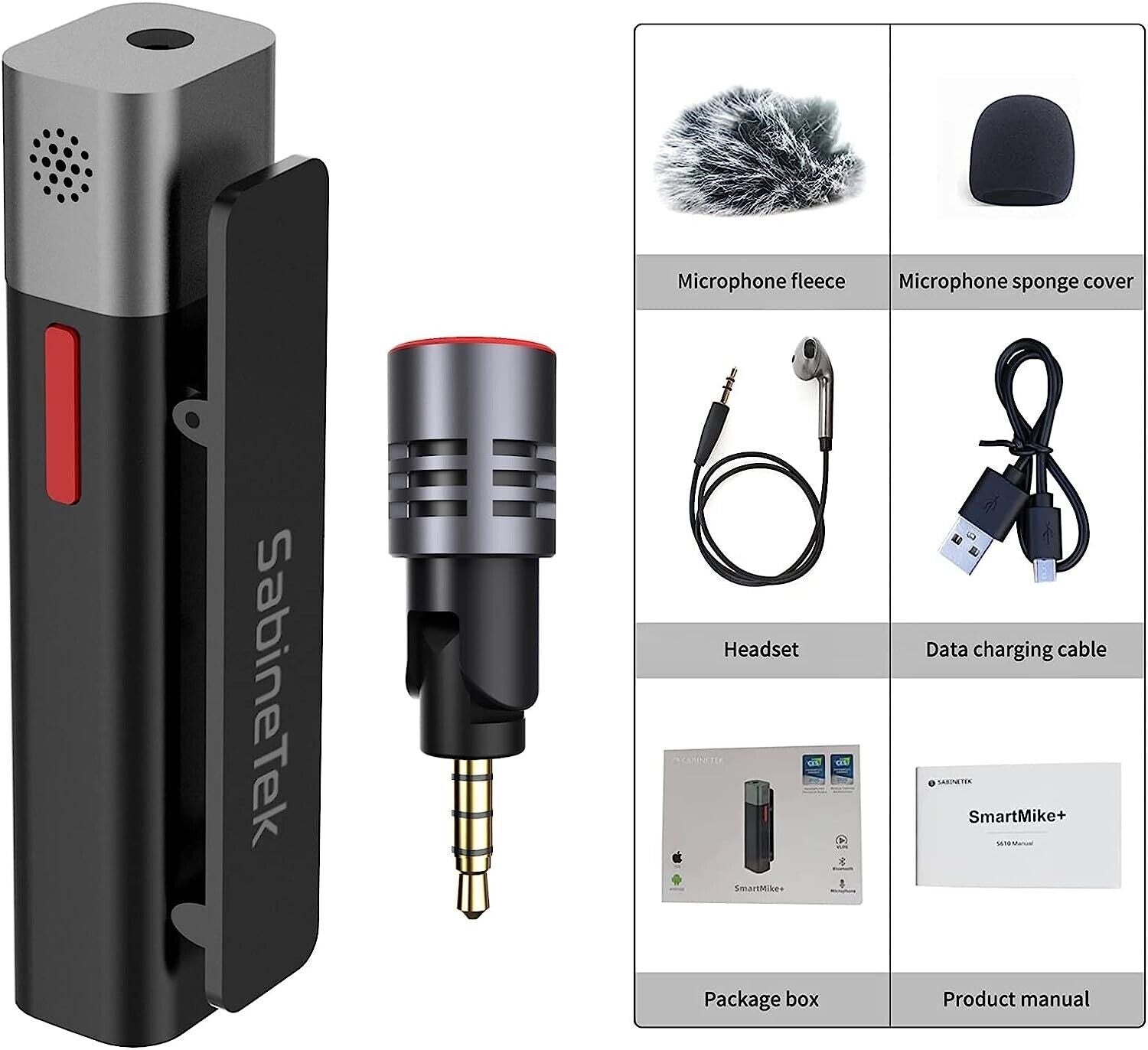 Sabinetek S610 Smartmike w SM-1 True Wireless Stereo Levalier Mic