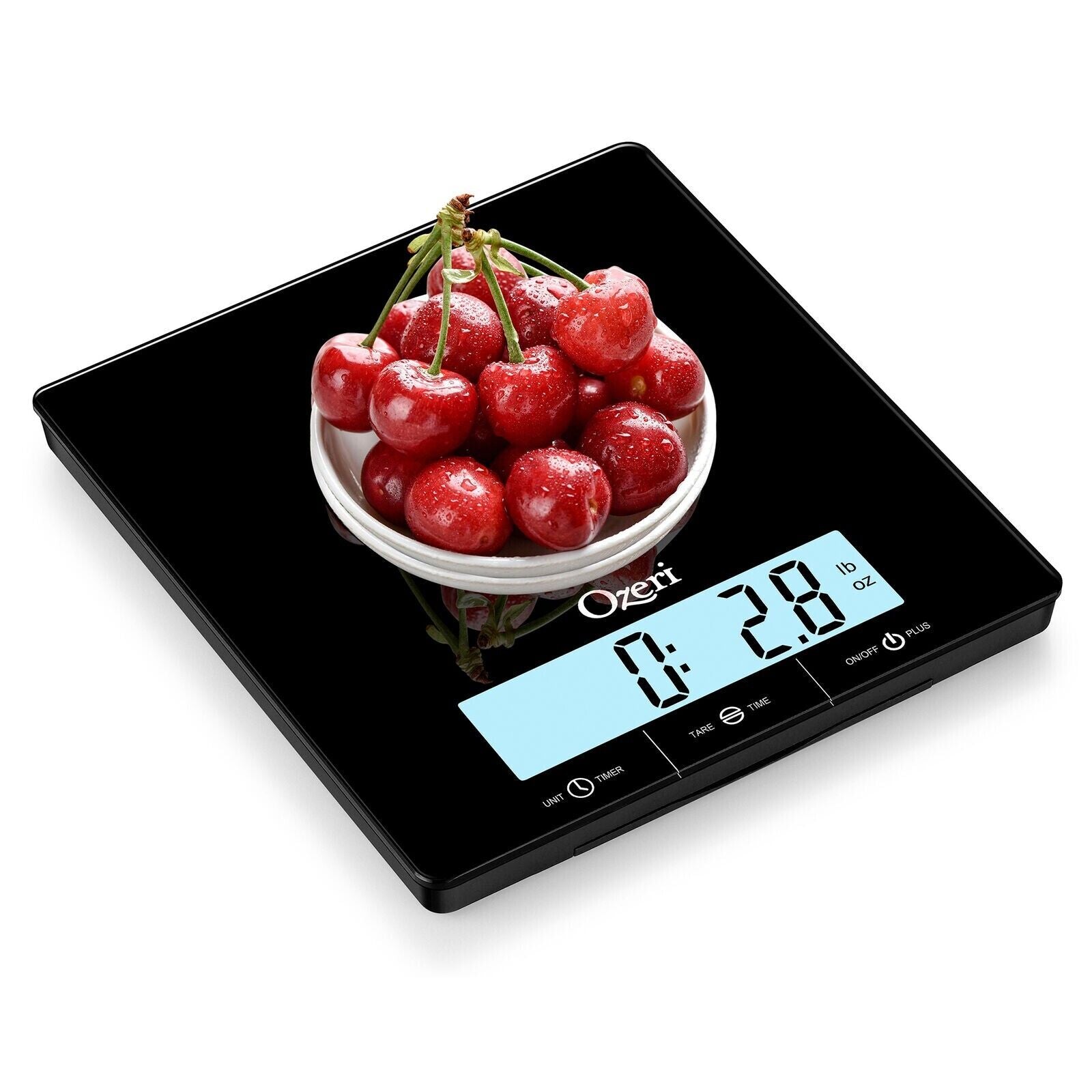 Ozeri Touch Iii 22 Lbs (10 Kg) Kitchen Scale In Tempered Glass, With Clock