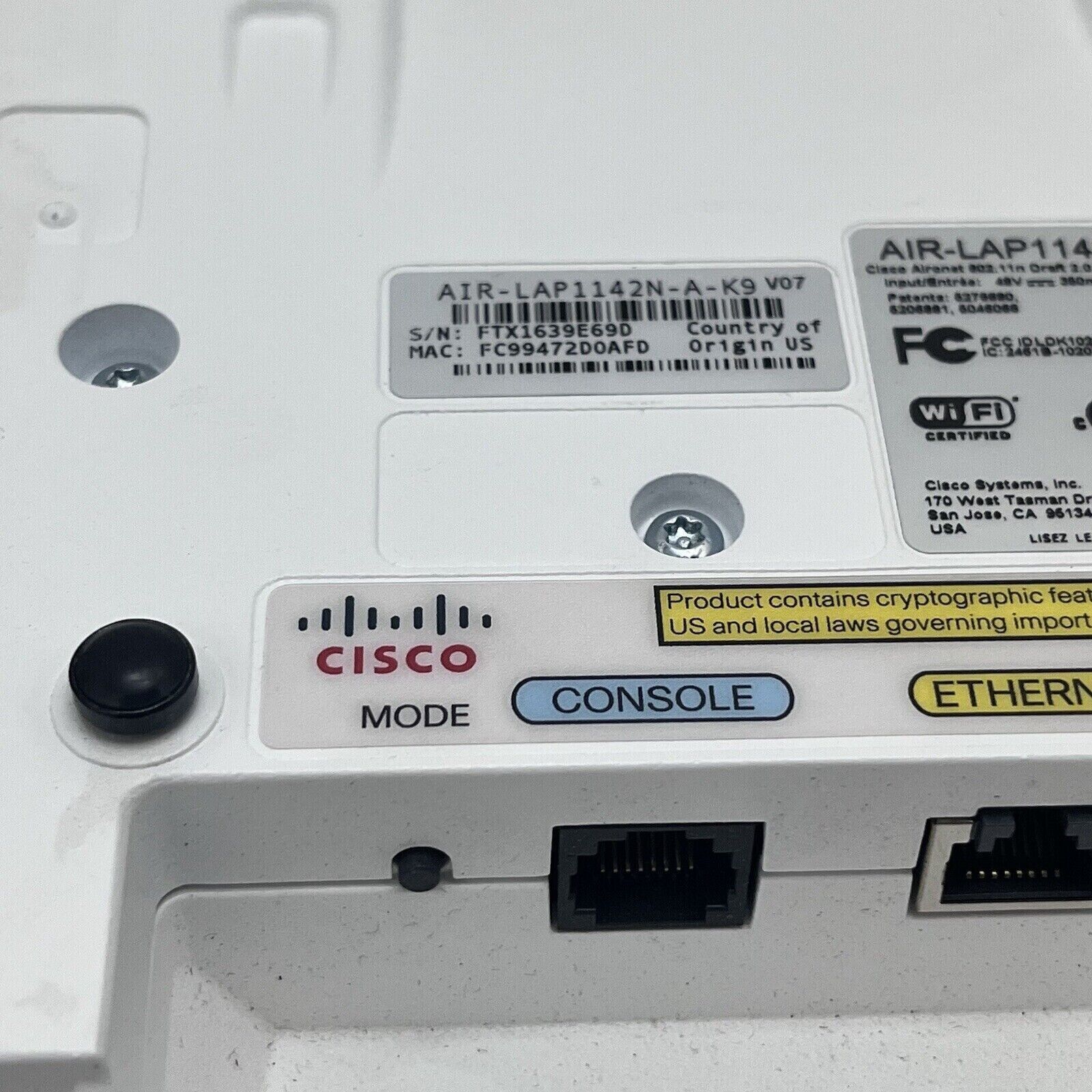 Cisco Aironet AIR-LAP1142N-A-K9 Wireless Lightweight Dual Band Access Point