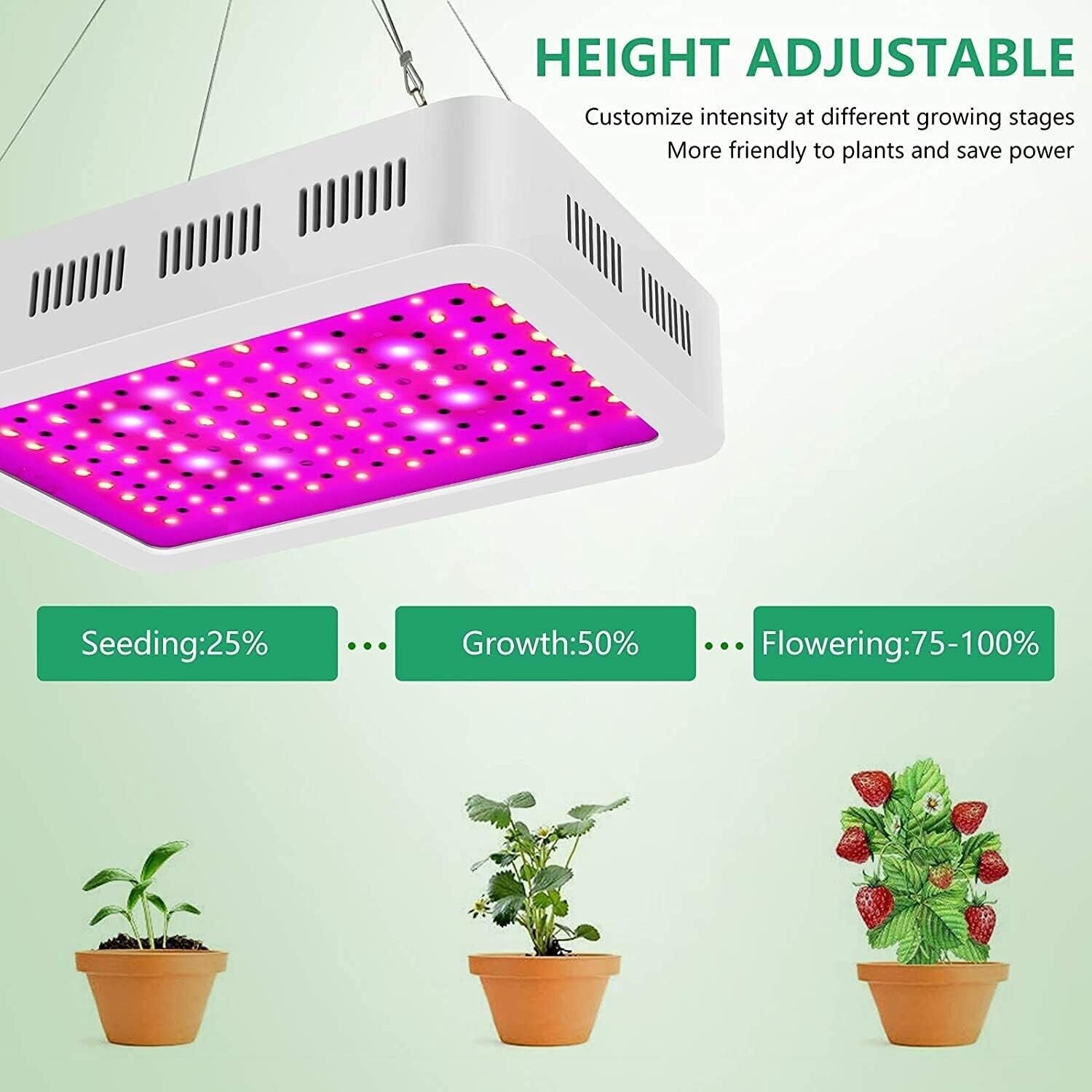 LED Grow Light 1000w Indoor Plant Full Spectrum Seedling Succulents Herbs Flower