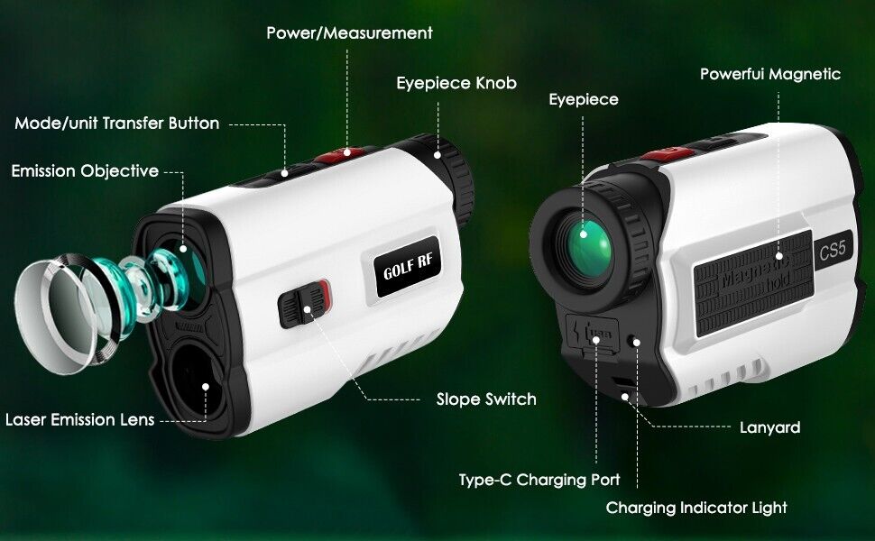 Golf Range Finder 700 Yards Laser USB Rechargeable Slope 6X Tournament Legal