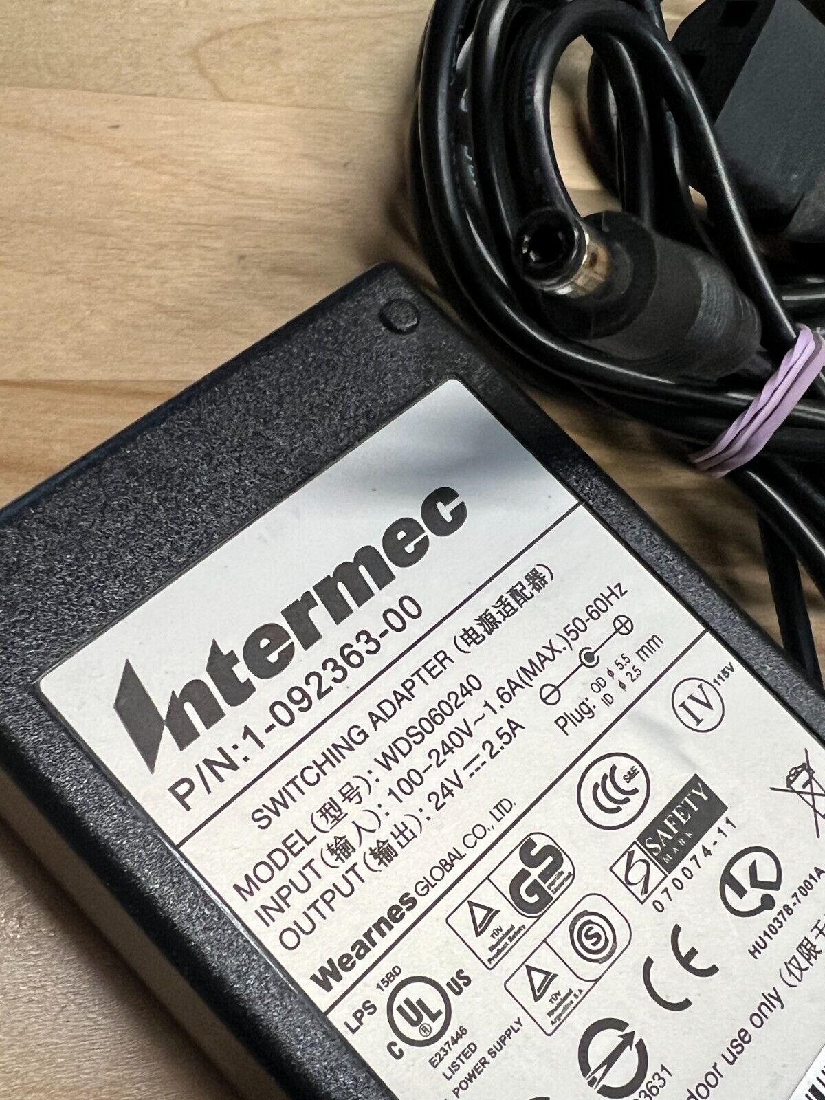 Wearnes Intermec WDS060240 Power Supply AC DC Adapter 24V 2.5A 60W w/Power Cord