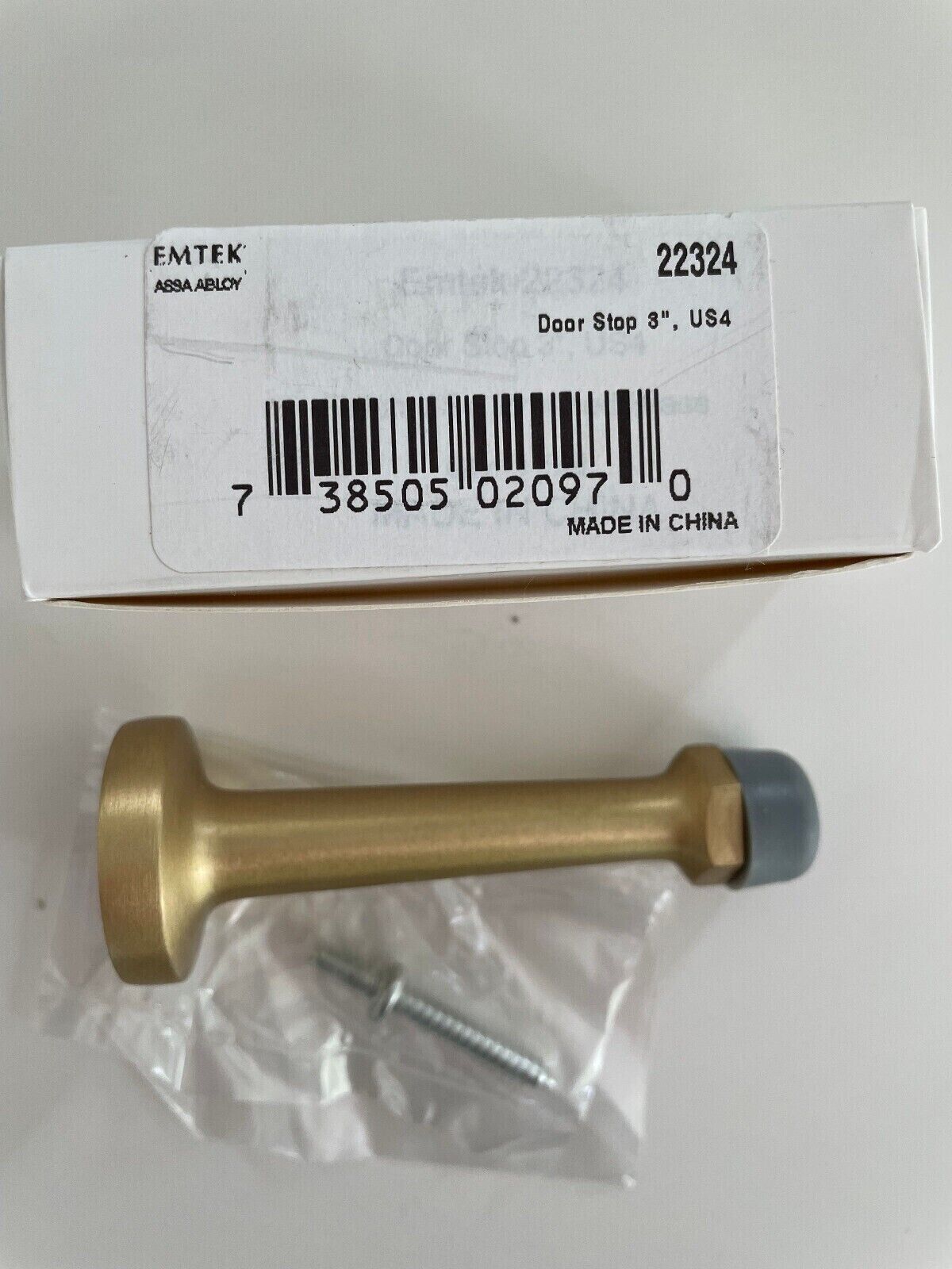 Emtek Door Stop 22324 With Screw Satin Brass Finish 3" NEW IN BOX