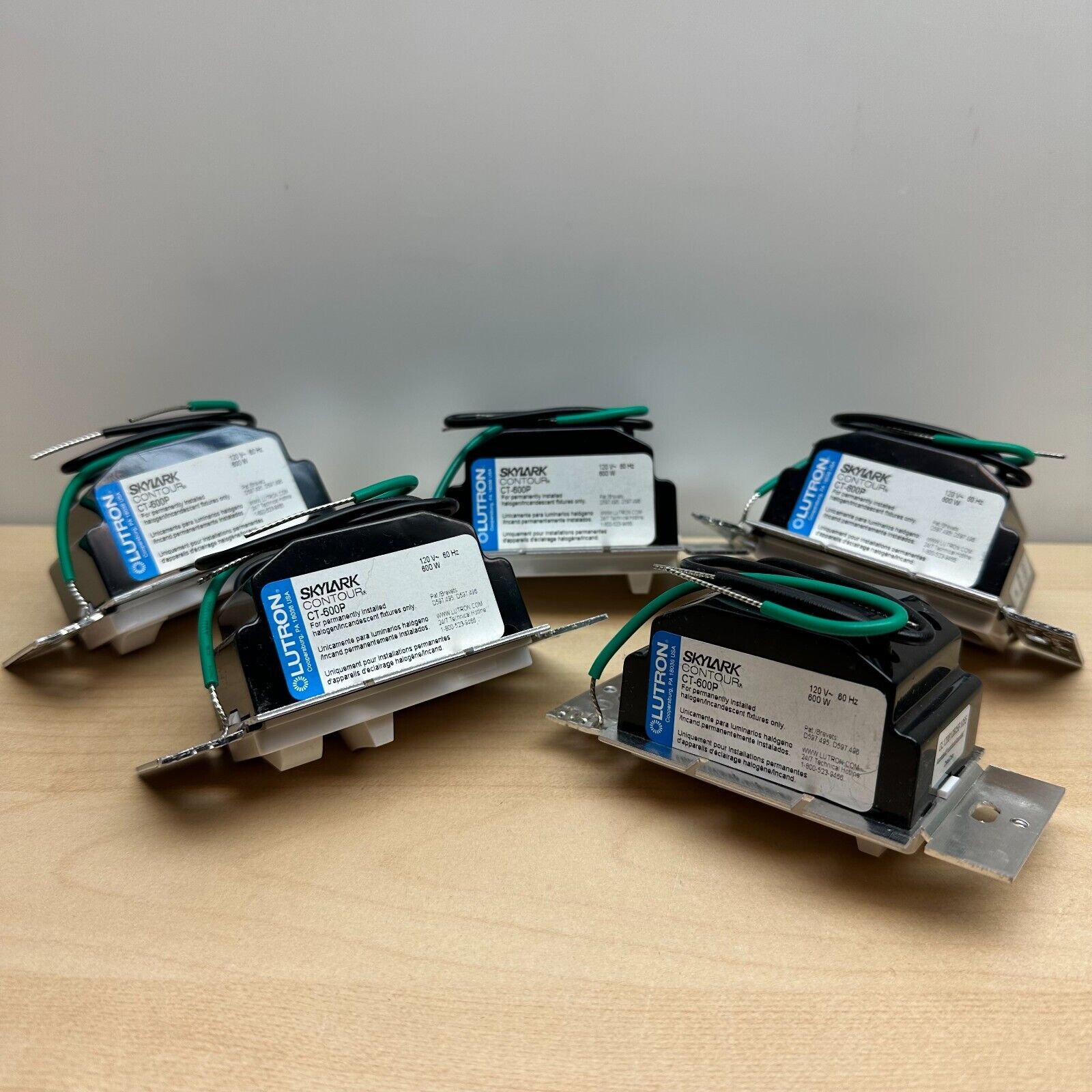 LOt of 5x Lutron Skylark Contour CT-600P White Dimmer Rocker+Slide Light Switch