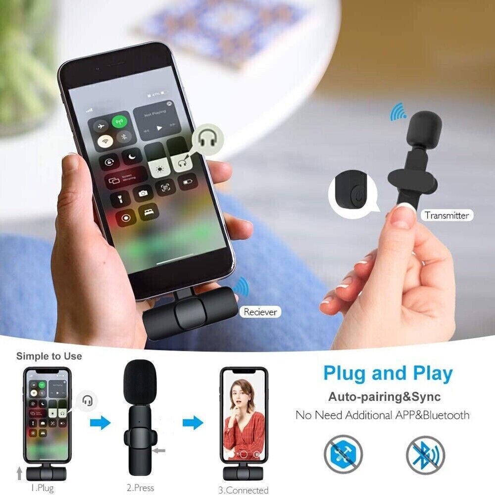 Lavalier Microphone Wireless Audio Video Recording Mini Mic For Android