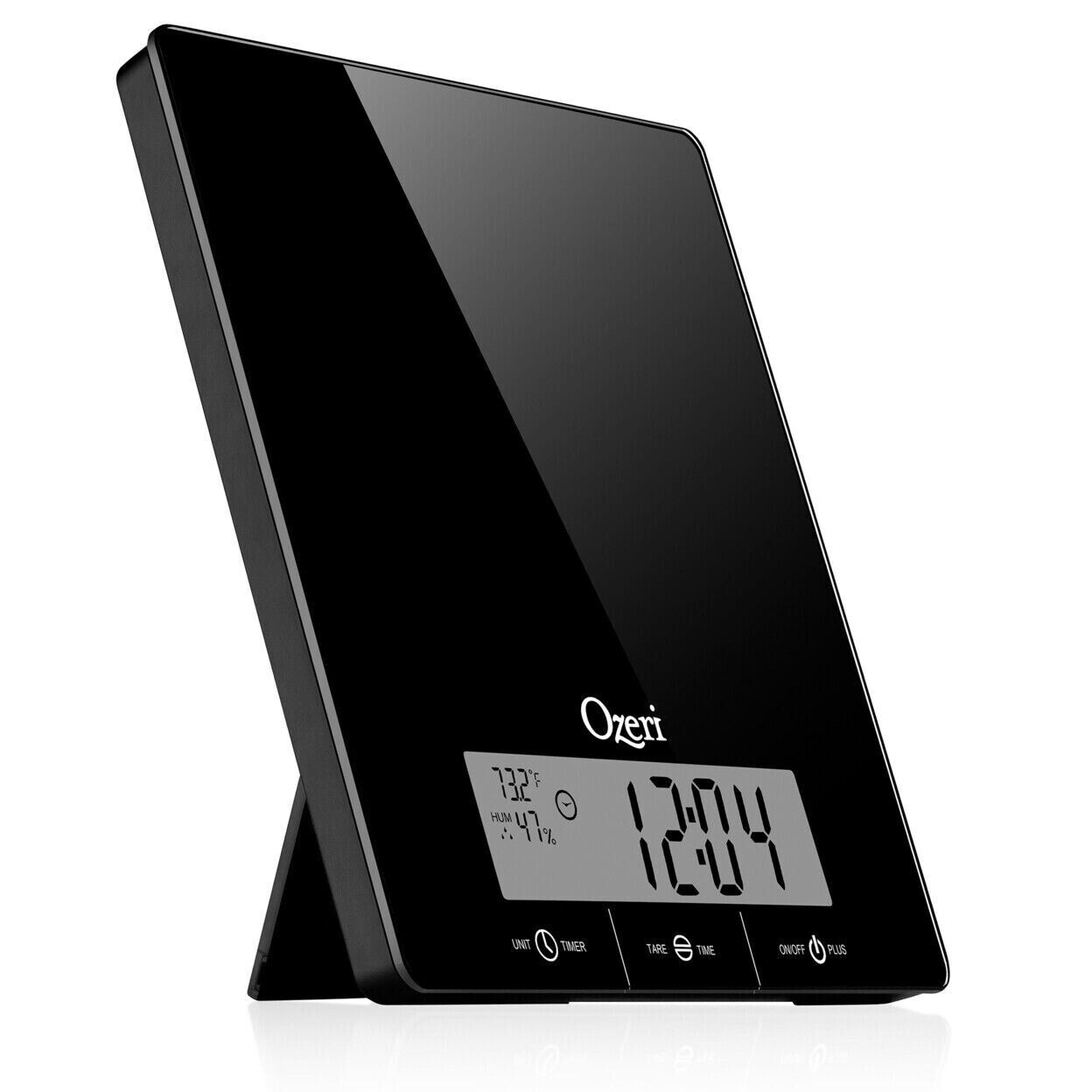 Ozeri Touch Iii 22 Lbs (10 Kg) Kitchen Scale In Tempered Glass, With Clock