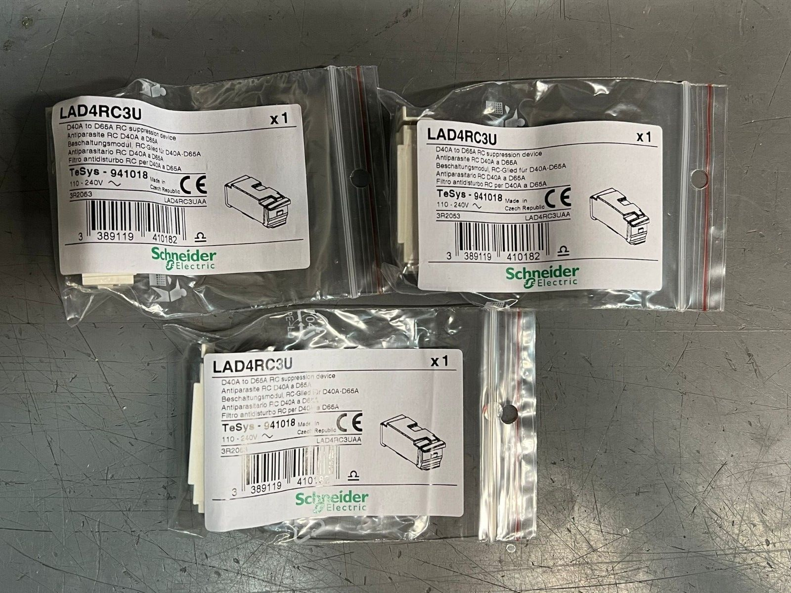 Schneider Electric LAD4RC3U - LOT OF 3x - D40A to D65A RC 110-240V Suppressor