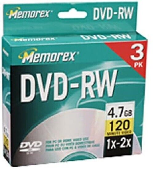 Memorex 4.7GB 2X DVD-RW Media (3-Pack)