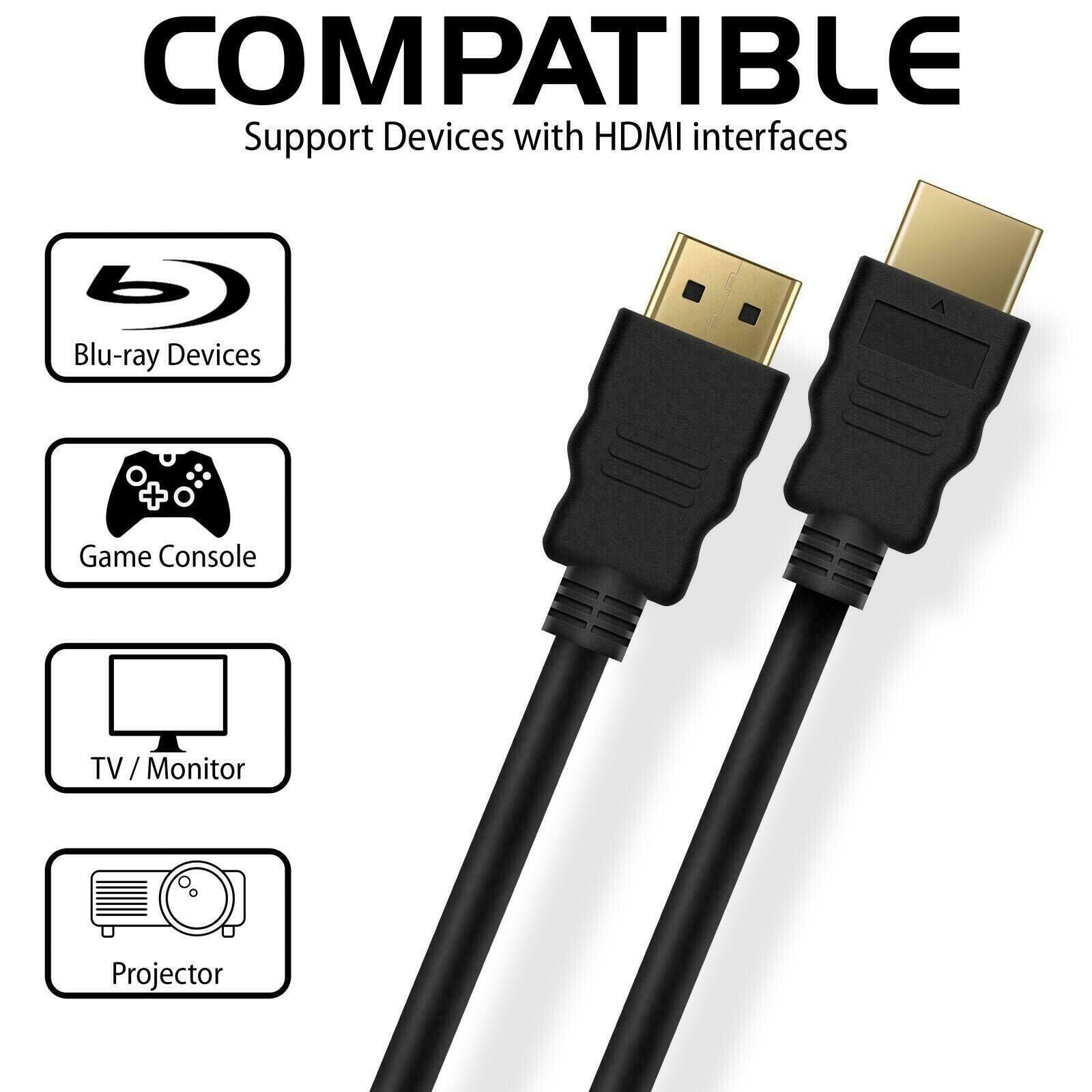 Premium HDMI Cable v2.0 Ultra HD 4K 2160p 1080p 3D High Speed Fast Shipping
