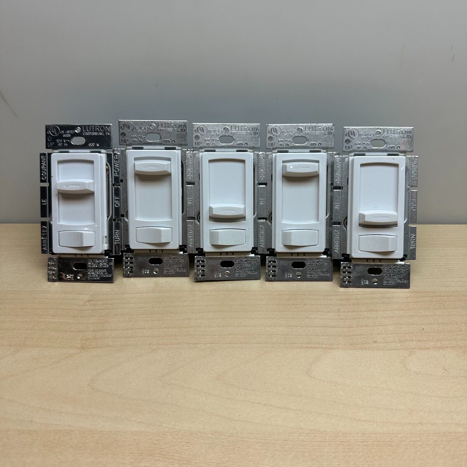 LOt of 5x Lutron Skylark Contour CT-600P White Dimmer Rocker+Slide Light Switch