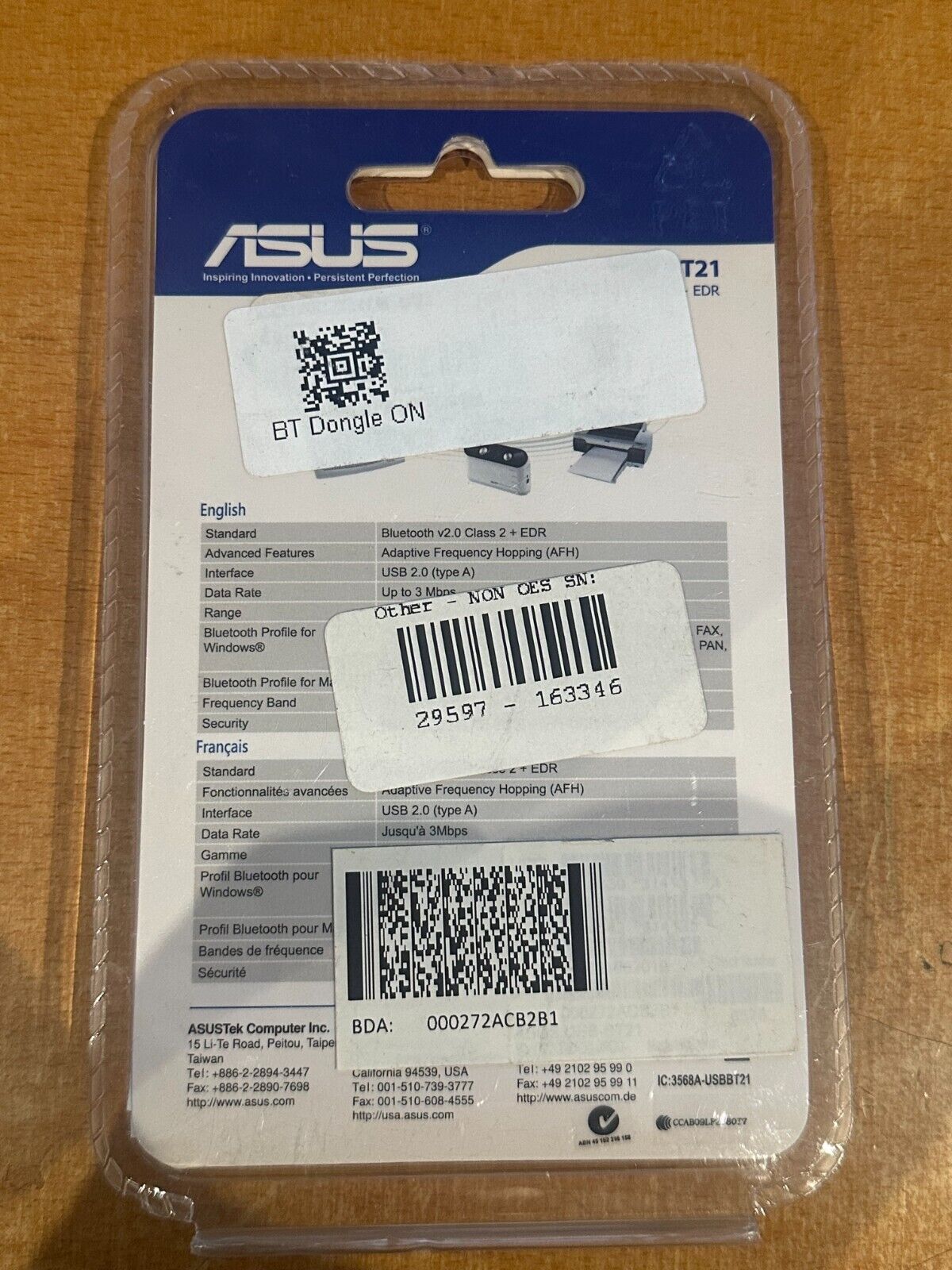 USB 2.0 Wireless Bluetooth 2.0 Adapter Dongle Receiver PC Laptop ASUS