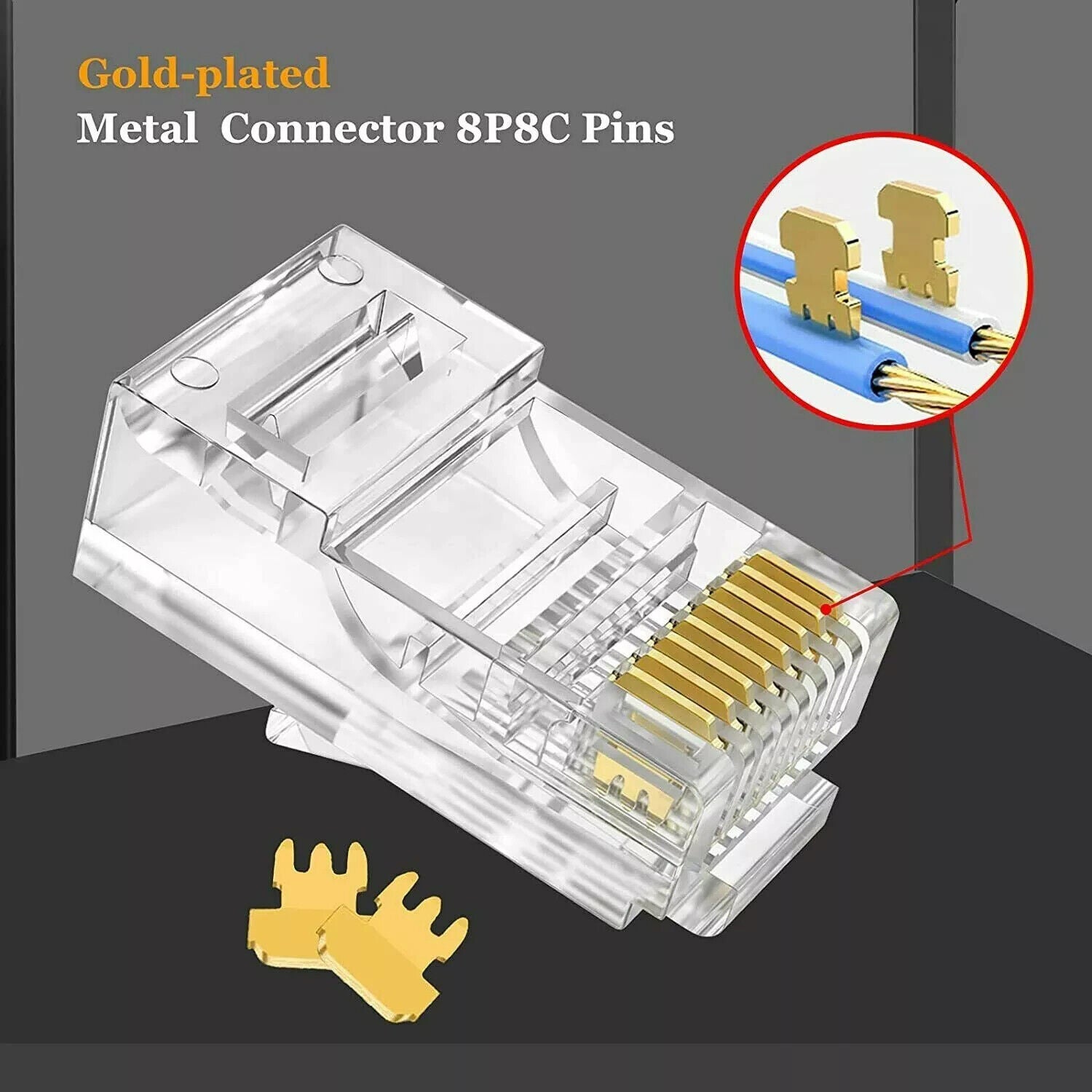 RJ45 Pass Through Modular Plug Network Cable Connector End 8P8C CAT6 CAT5 100x