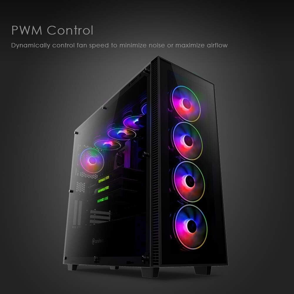 anidees AI Tesseract Duo 120mm RGB PWM Fan for ASUS Aura, MSI Mystic, 3pcs