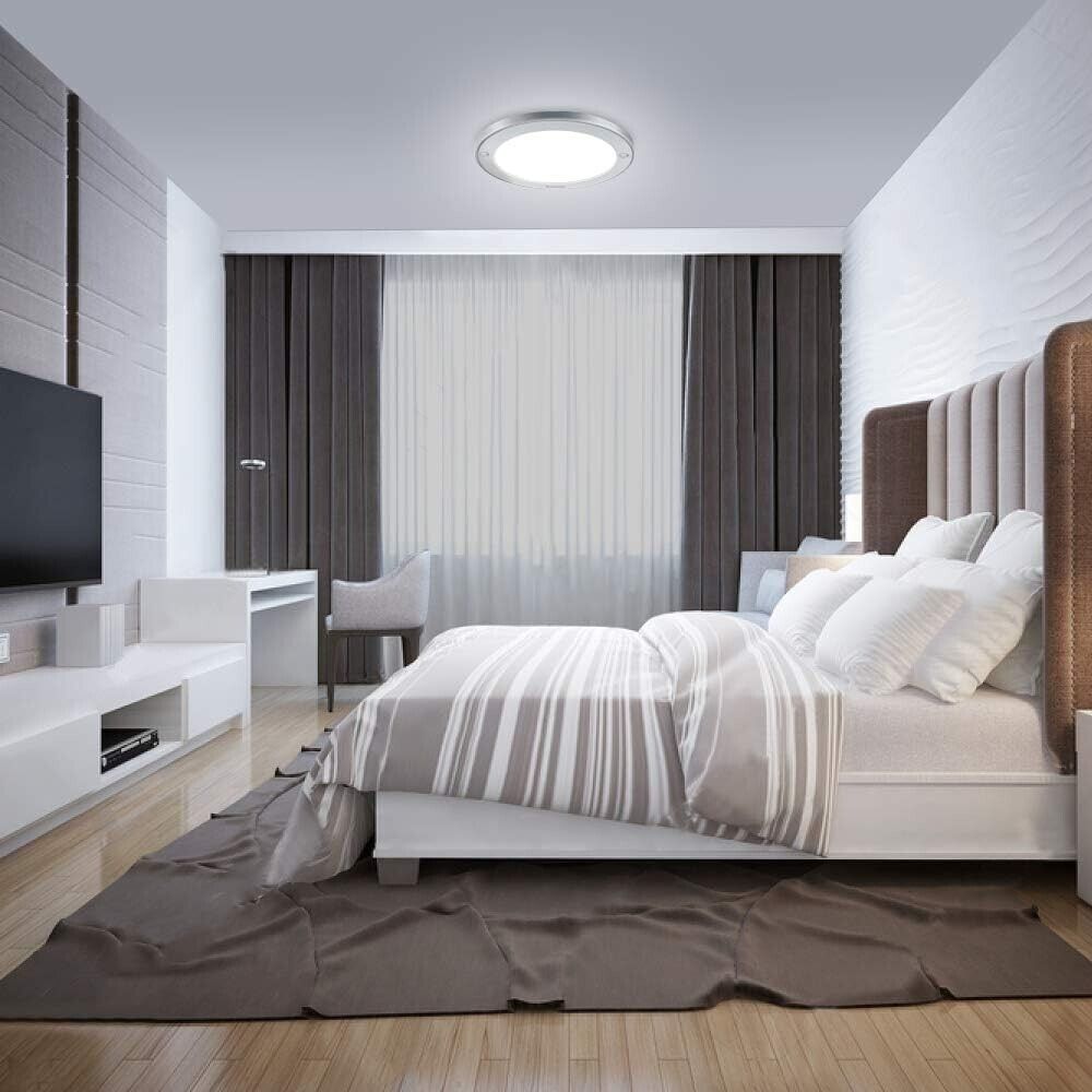 Youtob 15W LED Flush Mount Ceiling Light 1200lm Cool White 4000K, Brushed Silver