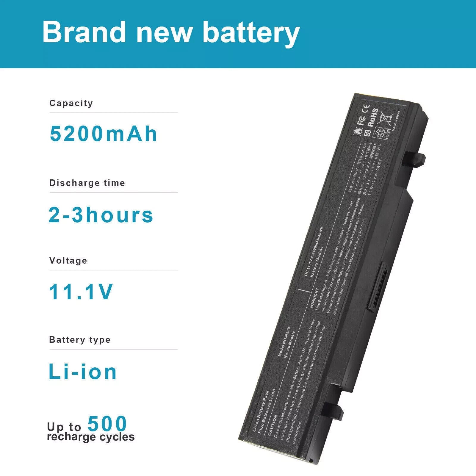 Battery for Samsung AA-PB9NC6B AA-PB9NS6B R519 R428 R580 R780 R730 RV511 RV510