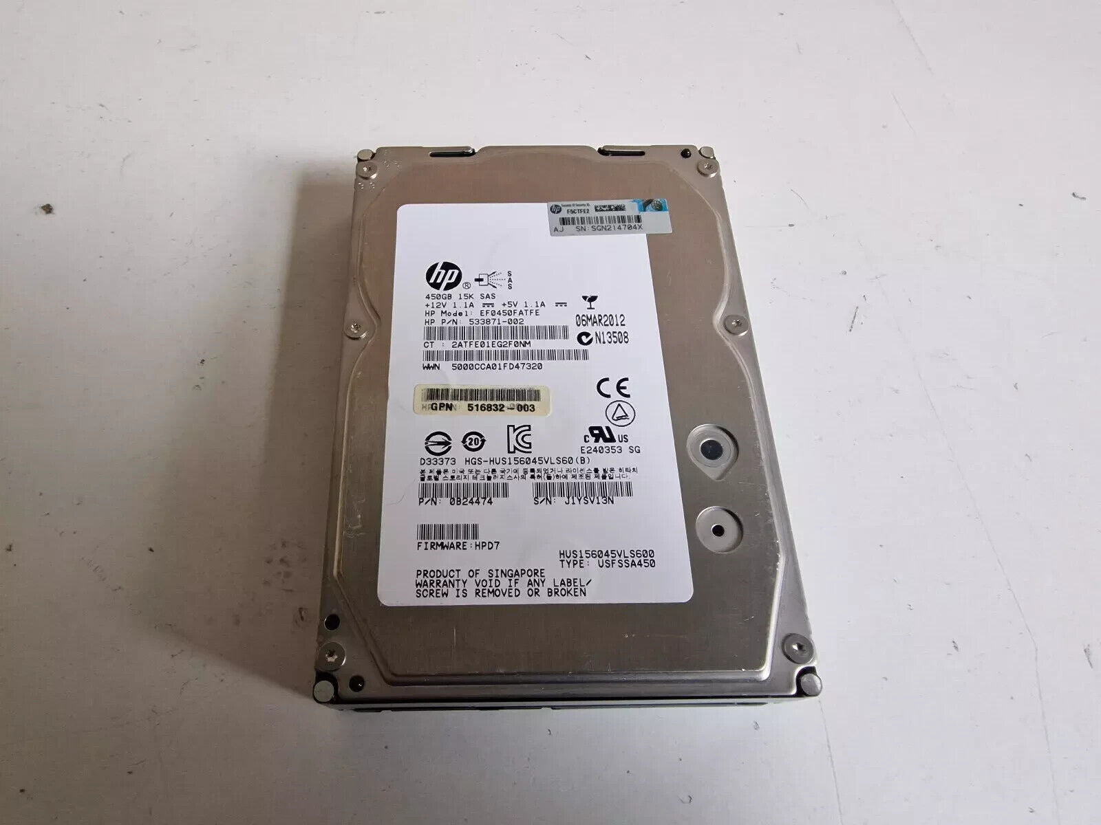 HP / Hitachi EF0450FATFE / HUS156045VLS600 3.5"  450GB Hard Drive **WITH CADDY**