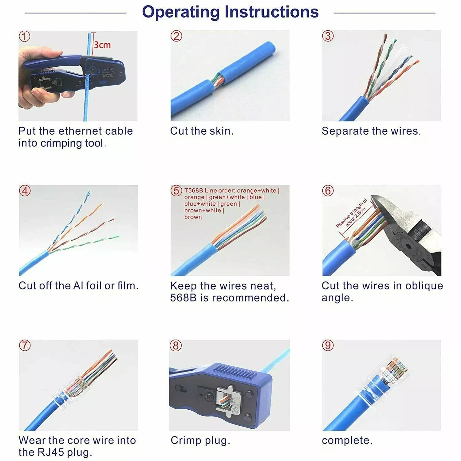 RJ45 Pass Through Modular Plug Network Cable Connector End 8P8C CAT6 CAT5 100x